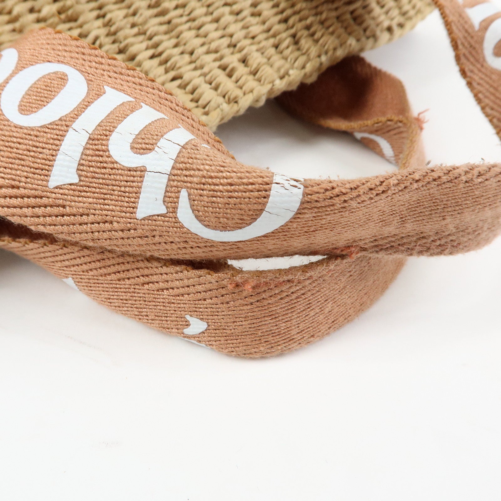 Chloe Mifuko Raffia Canvas Hand Bag Tote Bag Natural Beige