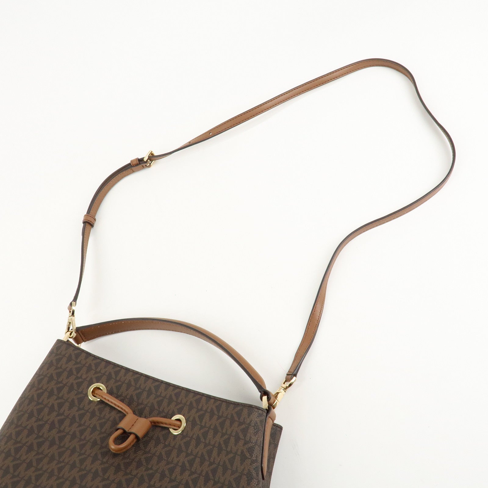 MICHAEL KORS PVC 2Way Leather Hand Bag Shoulder Bag Brown Gold HDW Used