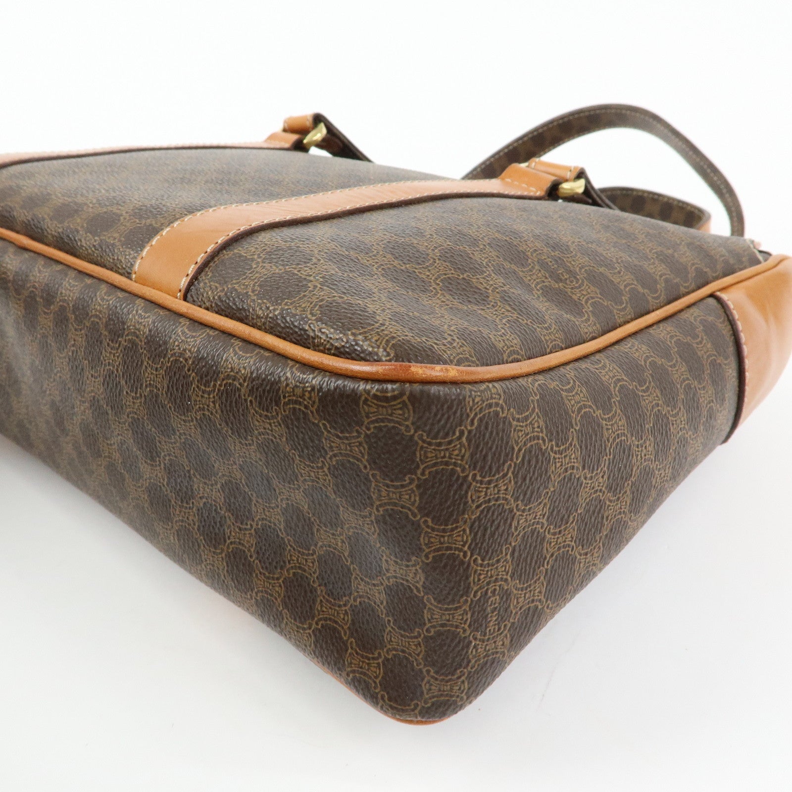 CELINE Macadam PVC Leather Tote Bag Shoulder Bag Hand Bag Brown