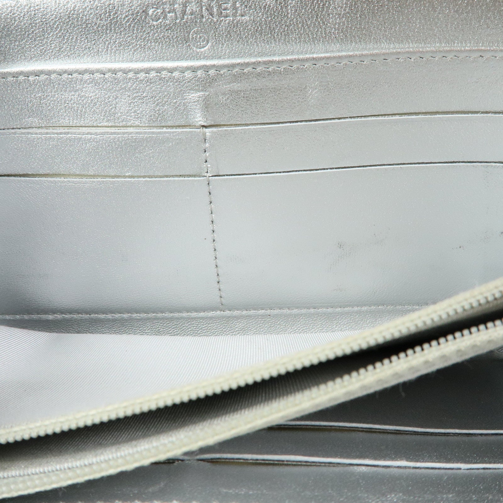 CHANEL Matelasse COCO Mark Lamb Skin Zippy Long Wallet A50097
