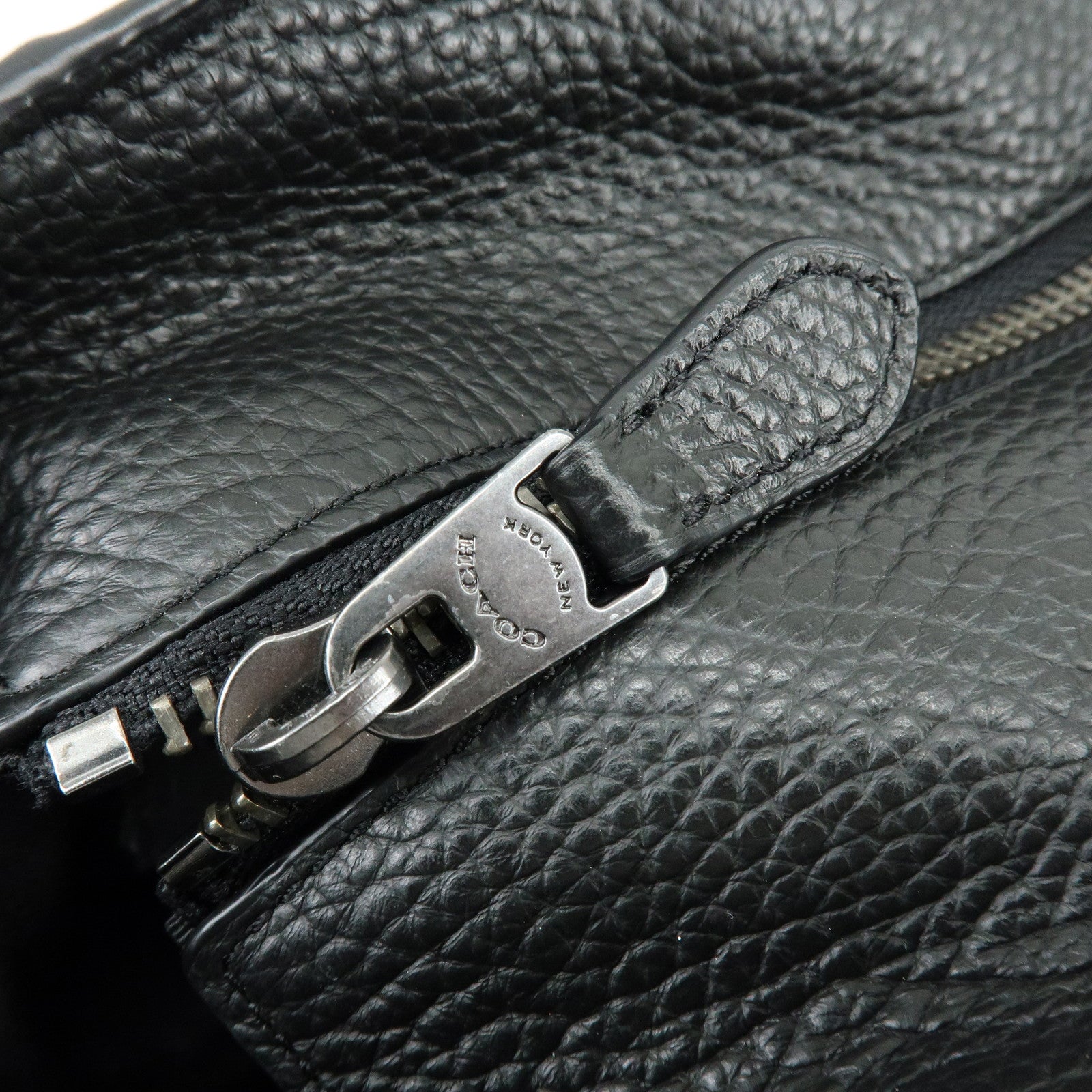 COACH Leather Tote Bag Hand Bag Shoulder Bag Black