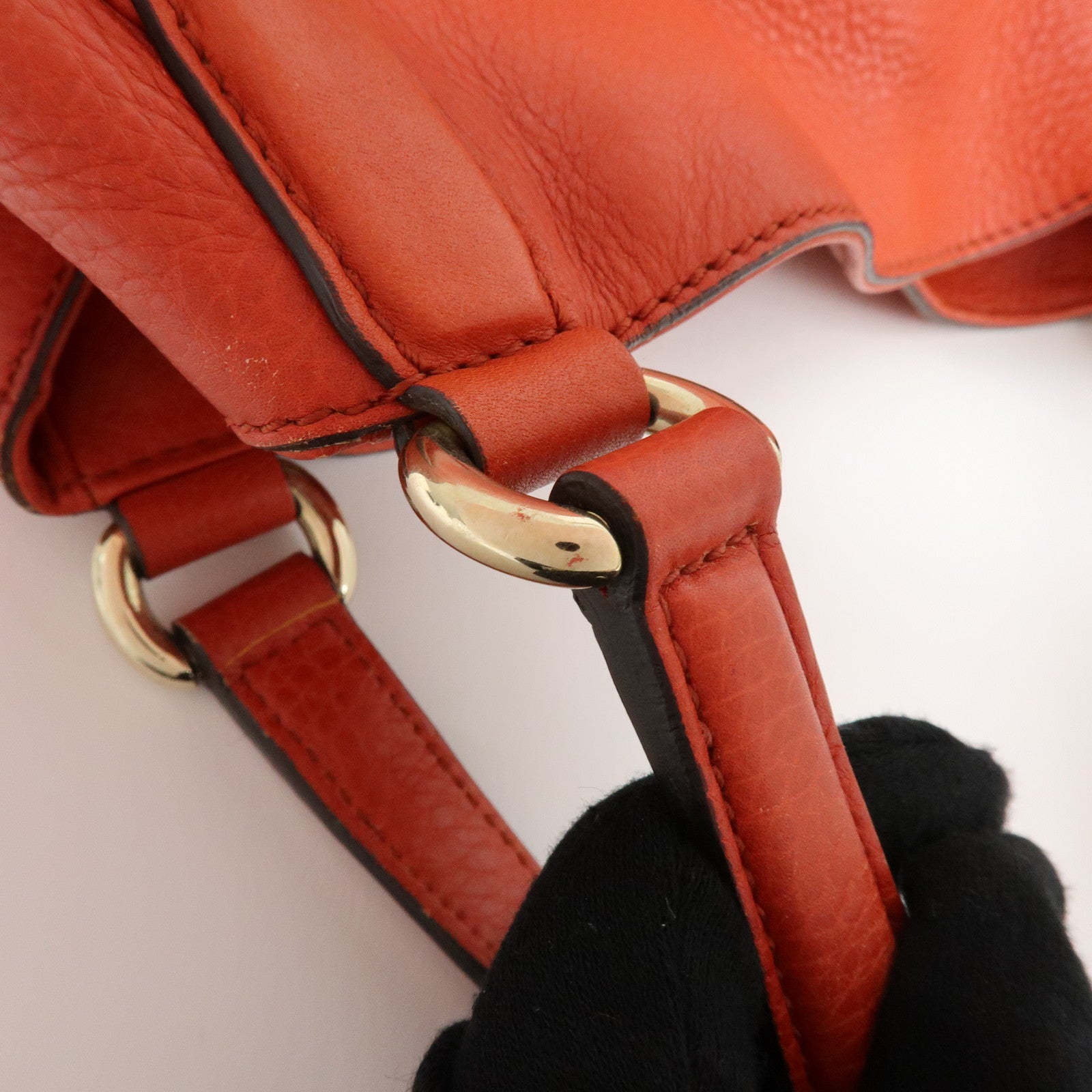 GUCCI SOHO Interlocking G Leather Tote Bag Hand Bag Orange 282309