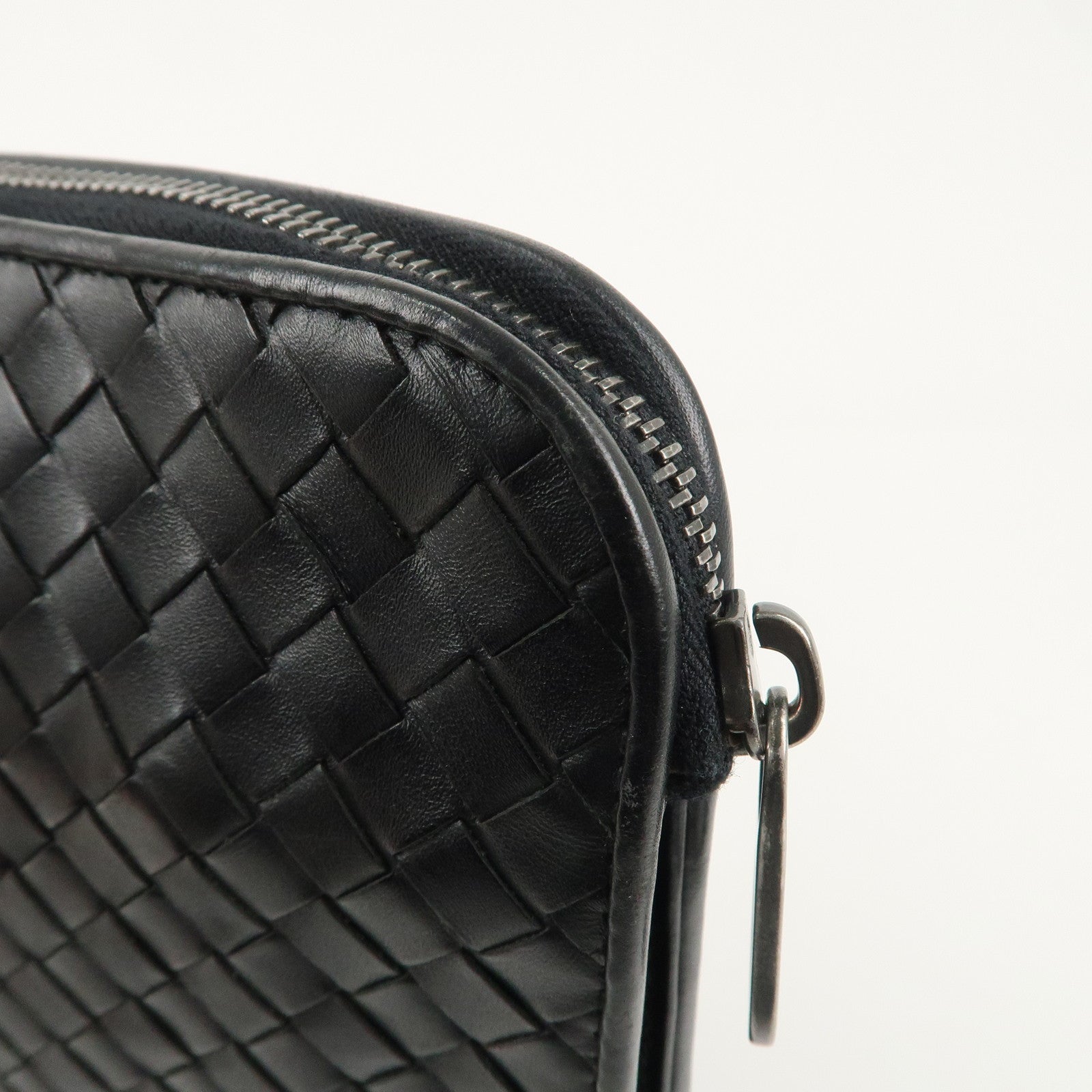 BOTTEGA VENETA Intrecciato Leather Clutch Bag Black