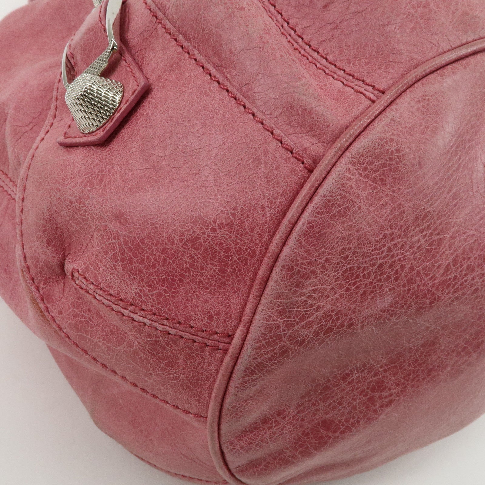 BALENCIAGA Leather The Giant Pom Pom 2Way Bag Pink 203069