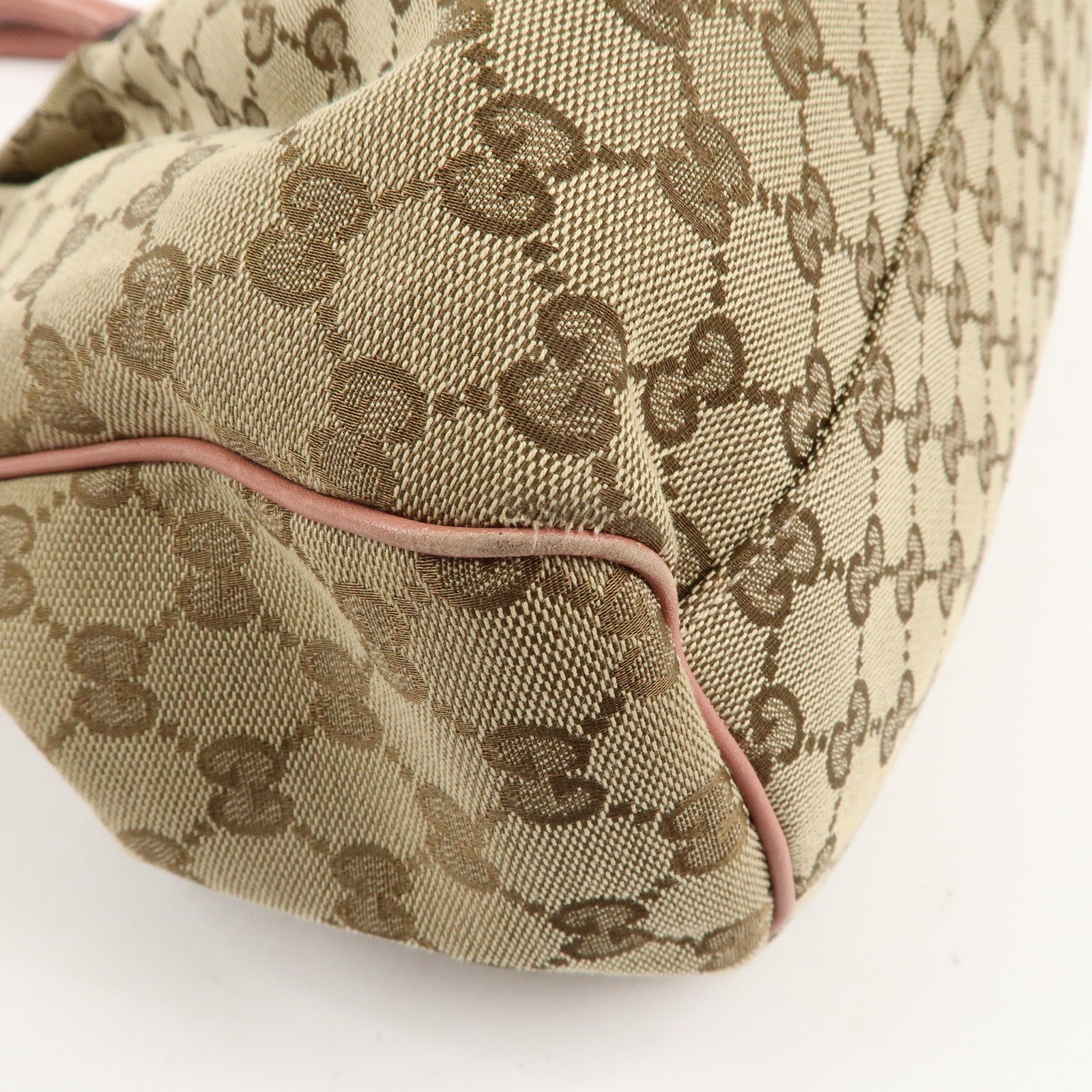 GUCCI Sukey GG Canvas Leather Hand Bag 211944 Beige Pink