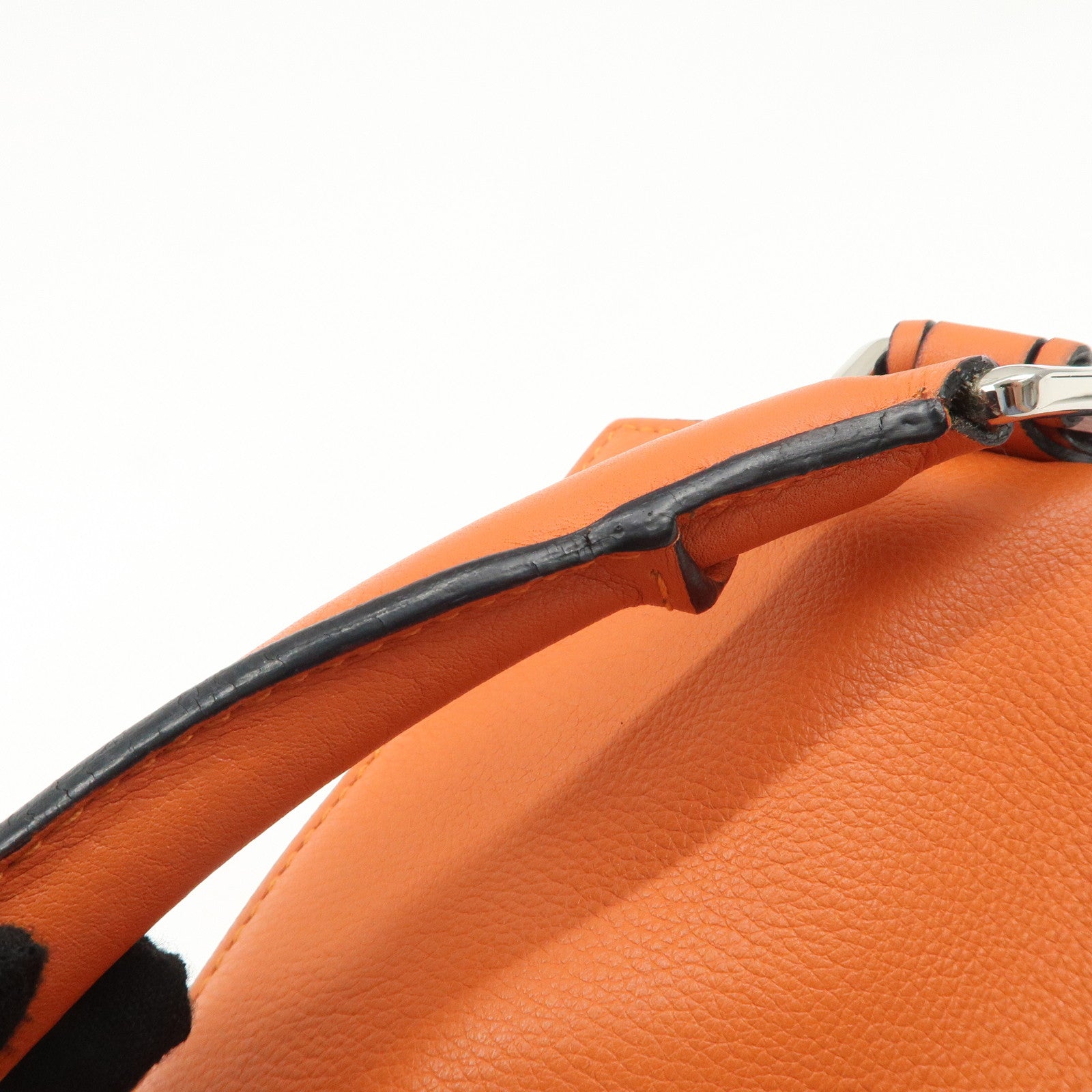 LOEWE Leather Puzzle Bag Small Hand Bag Orange Used