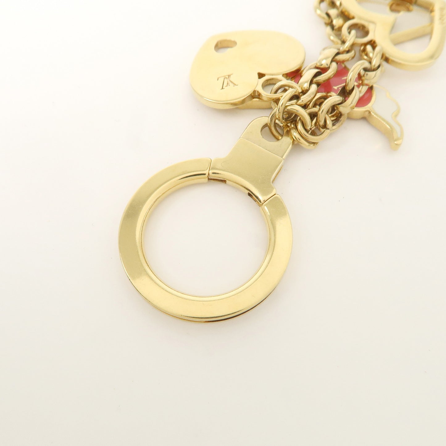 Louis Vuitton Porte Cles Message Charm Keychain Gold M66264