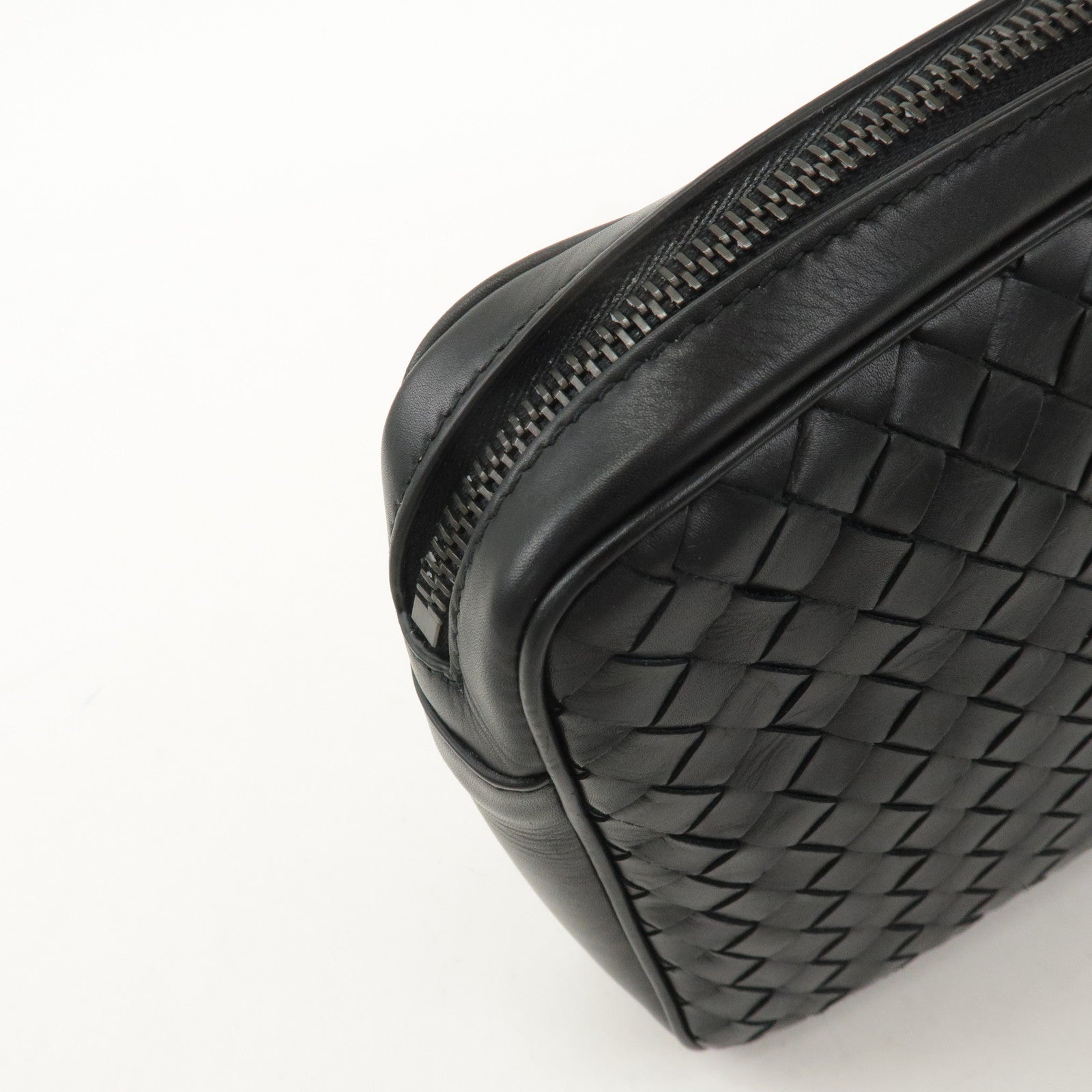 BOTTEGA VENETA Intrecciato Leather Clutch Bag Black