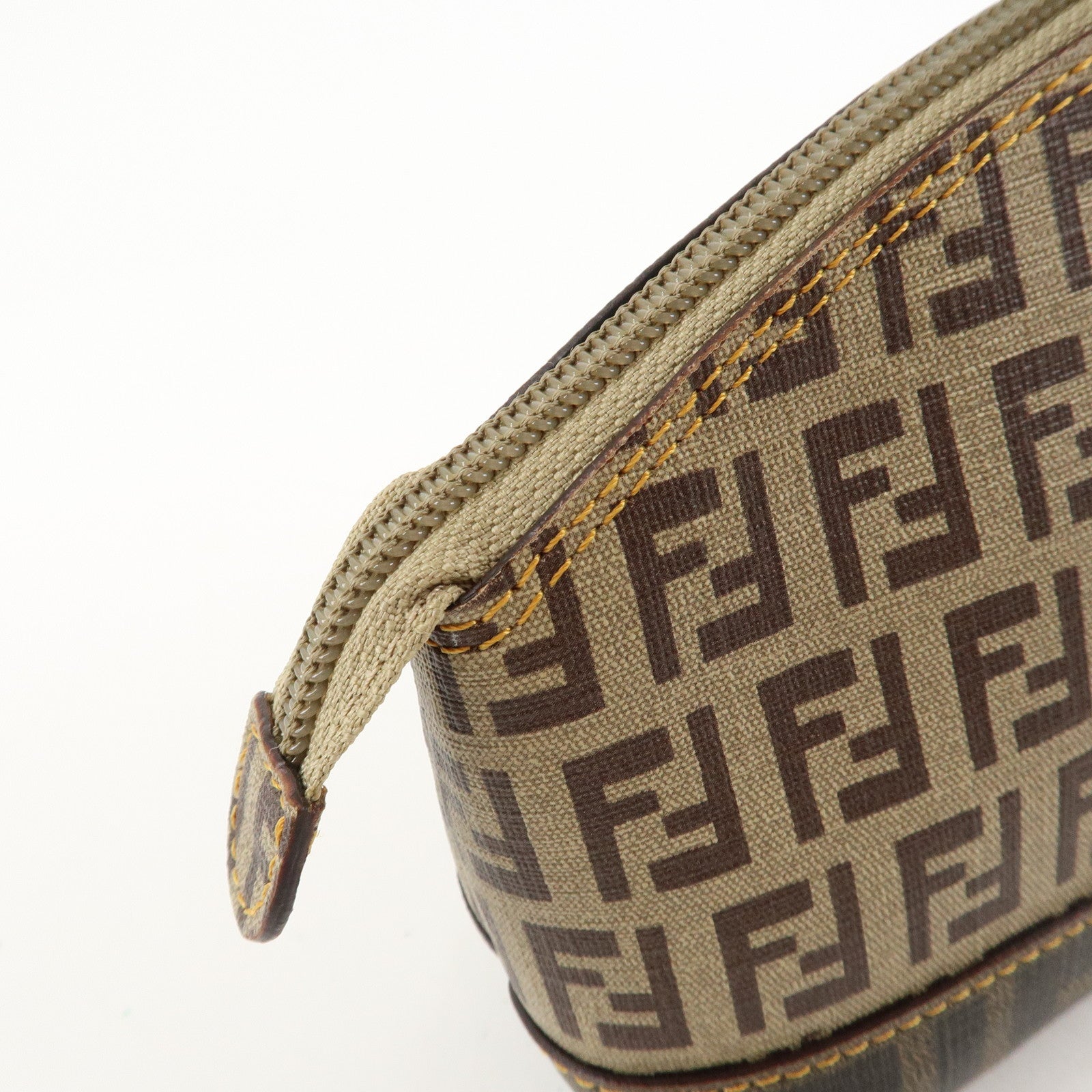 FENDI Zucchino Zucca PVC Pouch Brown Beige Black 8N0063