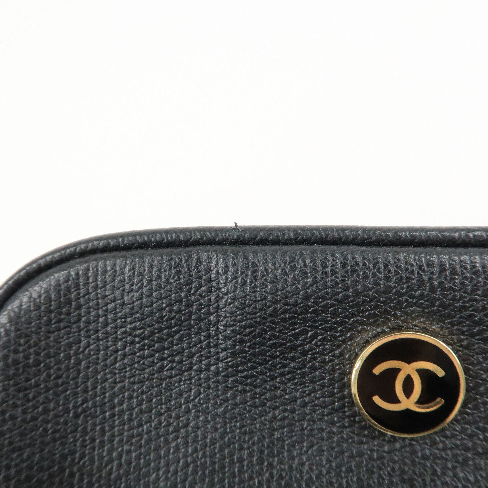 CHANEL COCO Button Leather Cosmetic Pouch Black A20912