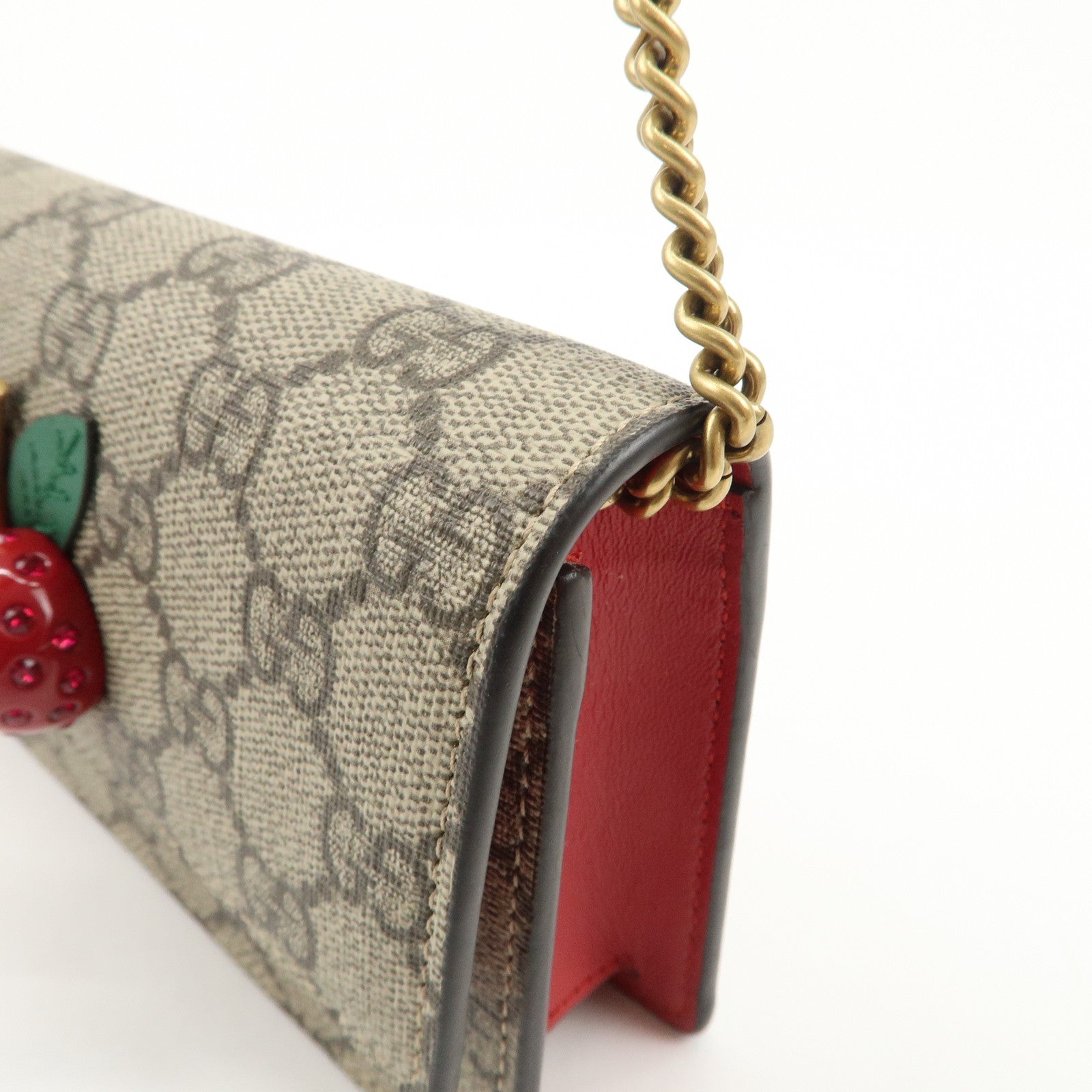 GUCCI GG Supreme Leather Cherry Chain Shoulder Bag 481291