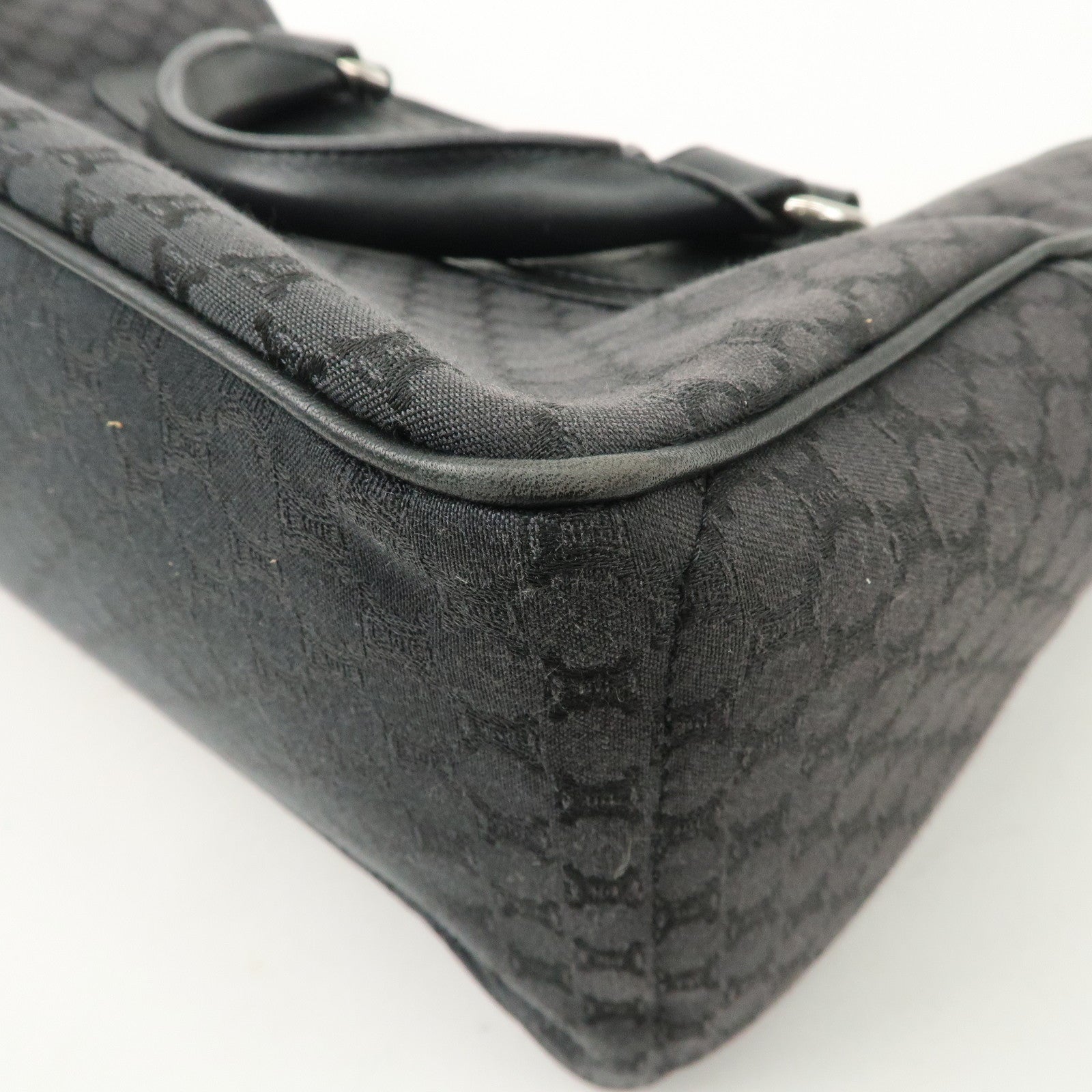 CELINE Macadam Canvas Leather Hand Bag Tote Bag Black CE00/23 Used