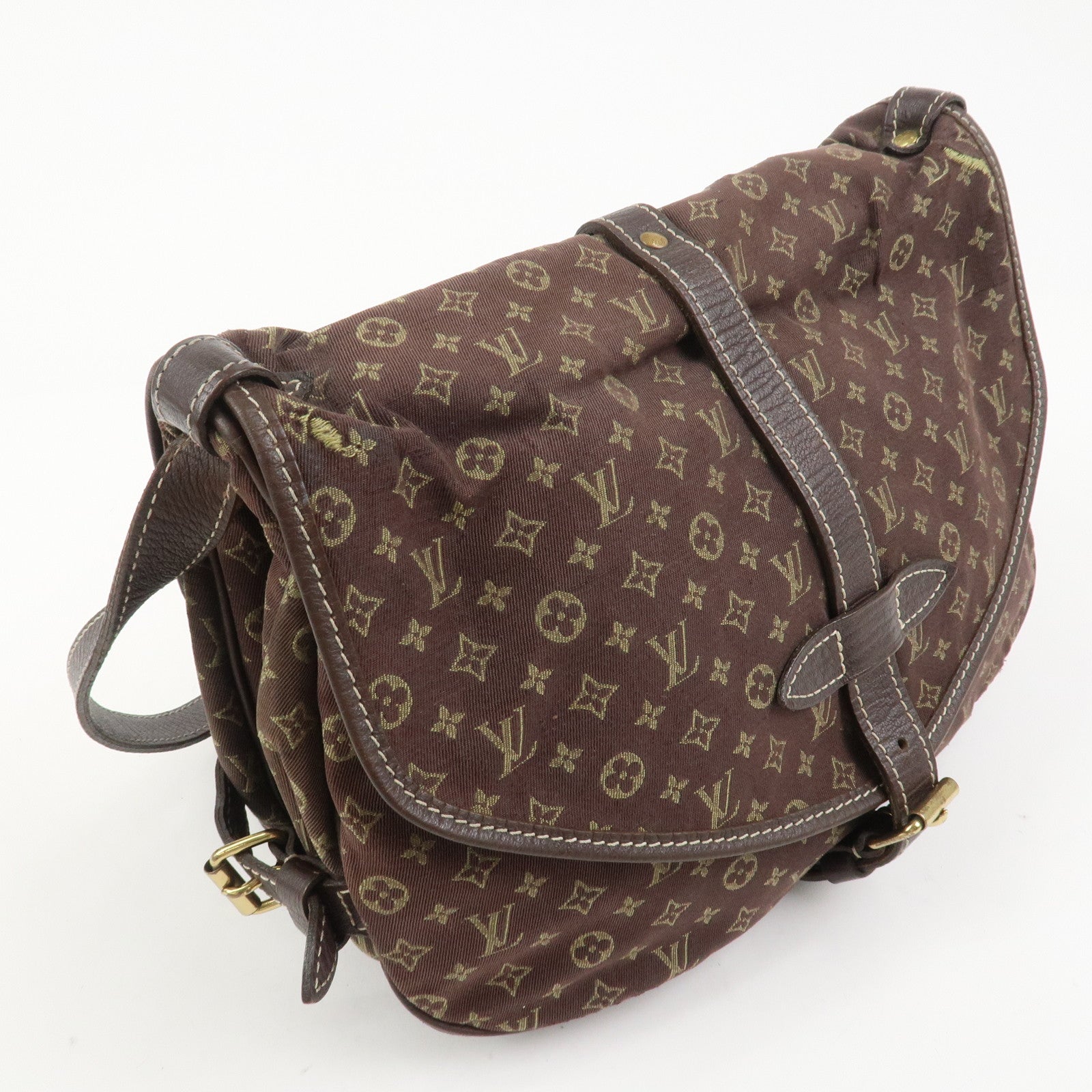Louis Vuitton Monogram Mini Lin Saumur 30 Shoulder Bag Ebene M95227