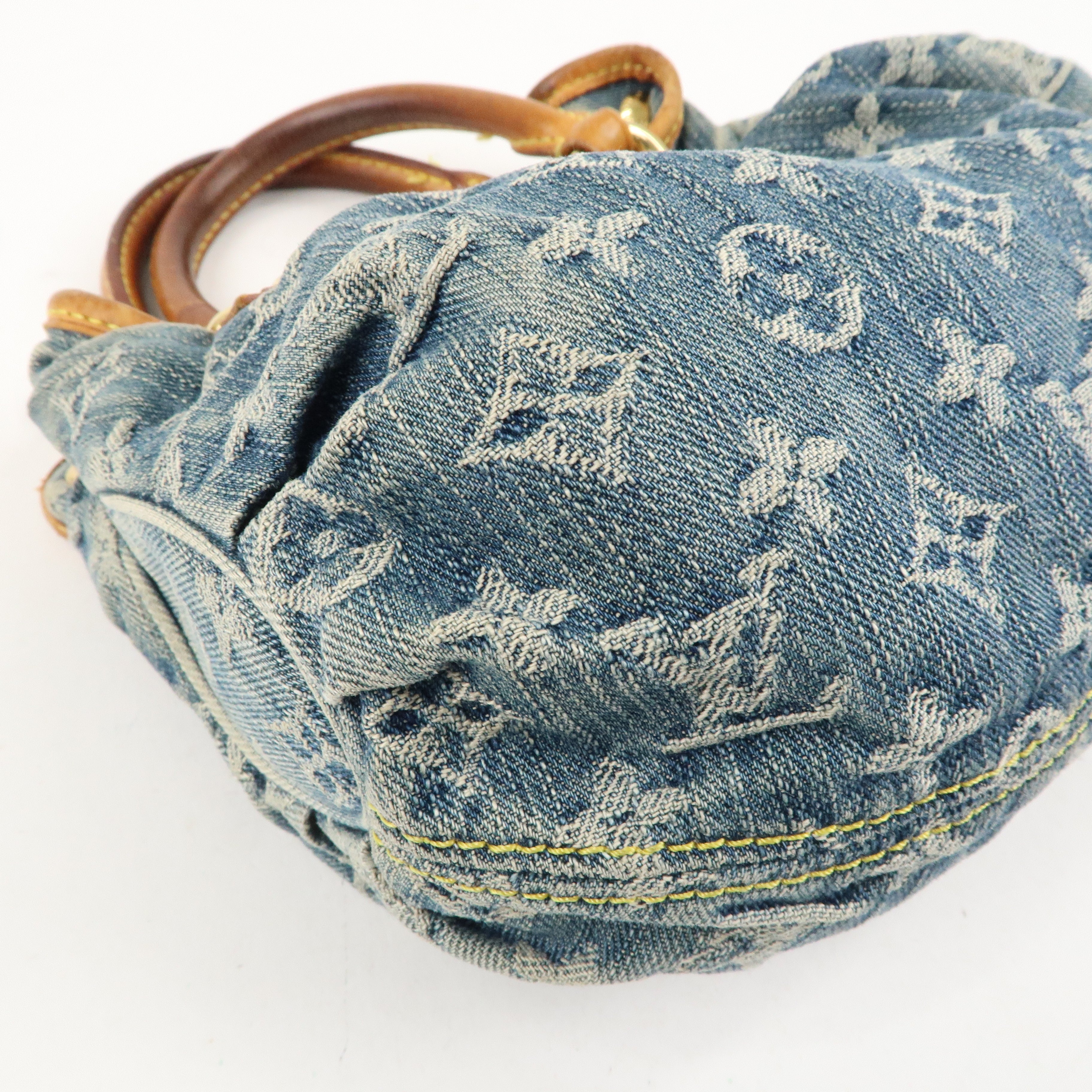 Louis Vuitton Monogram Denim Pleaty Hand Bag Blue M95020