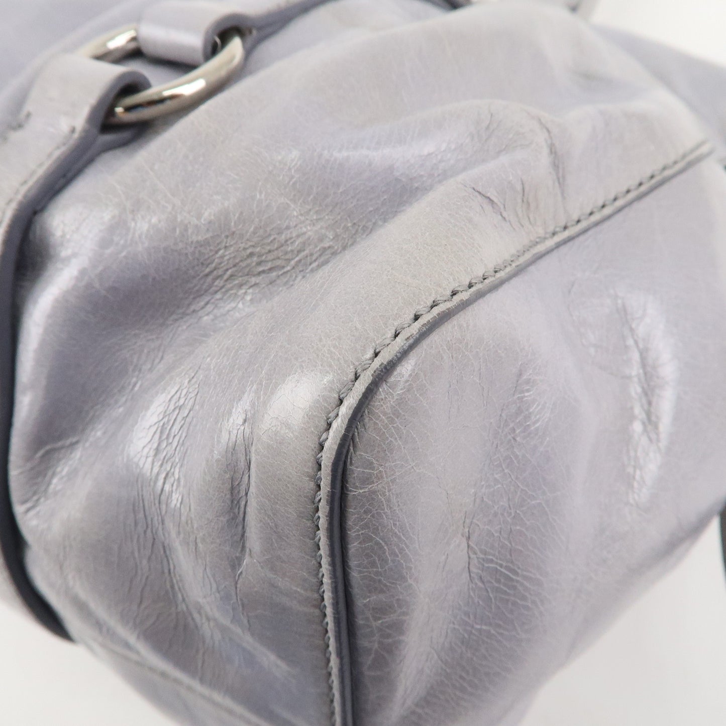 MIU MIU Leather 2Way Shoulder Bag Hand Bag Gray RT0383