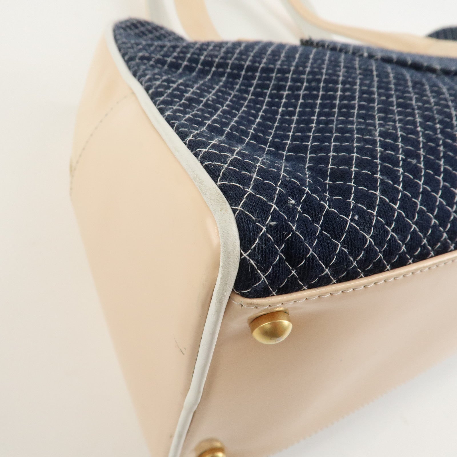 CHANEL COCO Mark Matelasse Canvas Patent Leather Tote Bag Used