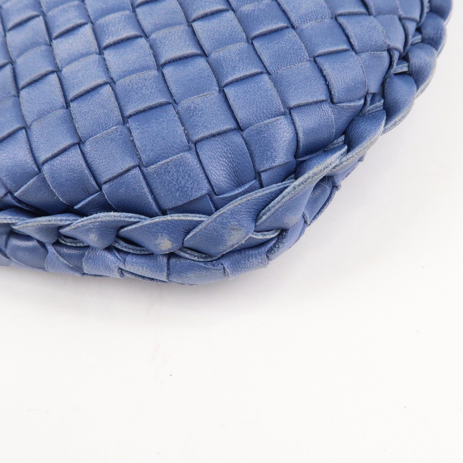 BOTTEGA VENETA Intrecciato Hobo Leather Shoulder Bag Blue 115653