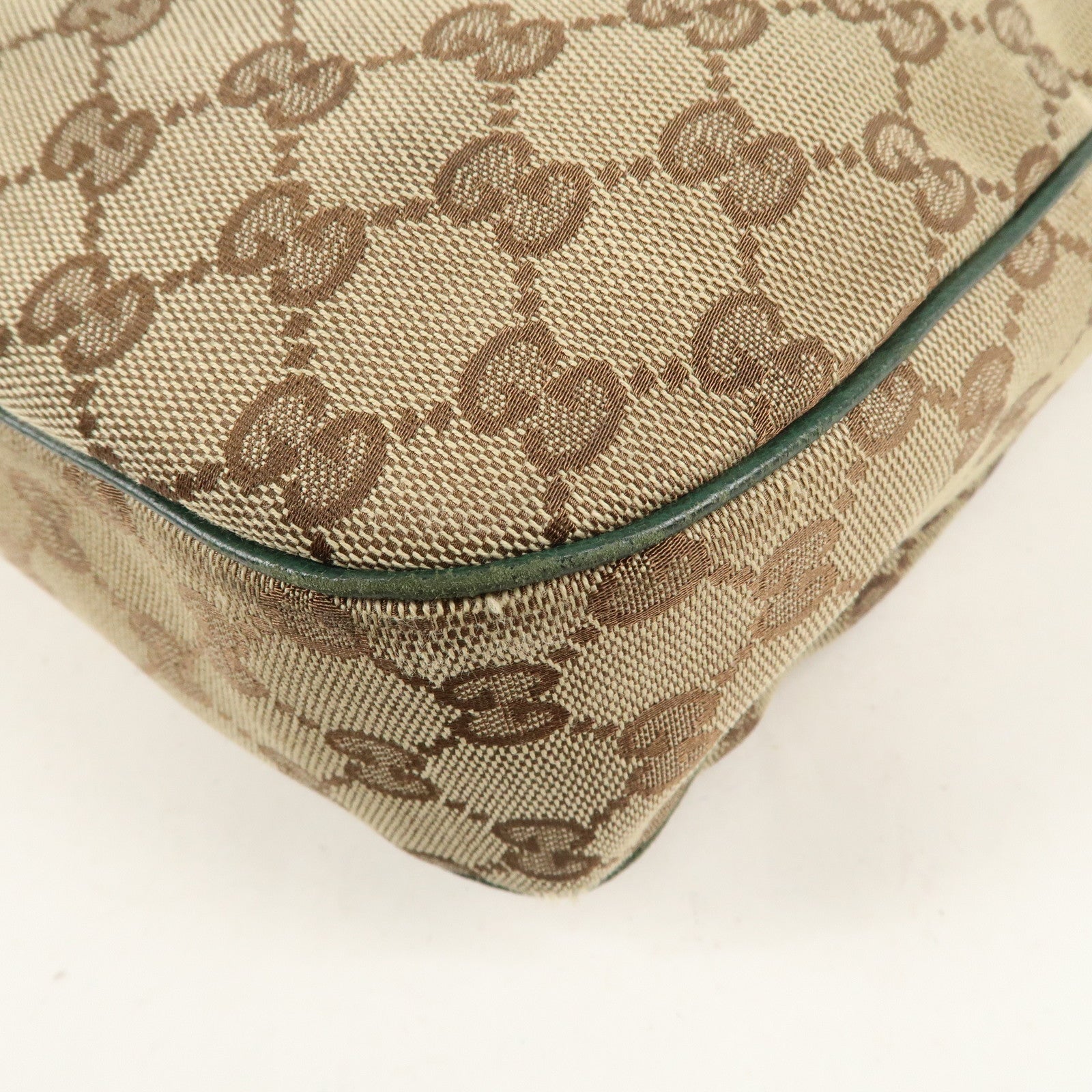 GUCCI Sherry GG Canvas Leather Shoulder Bag Beige Green 145757