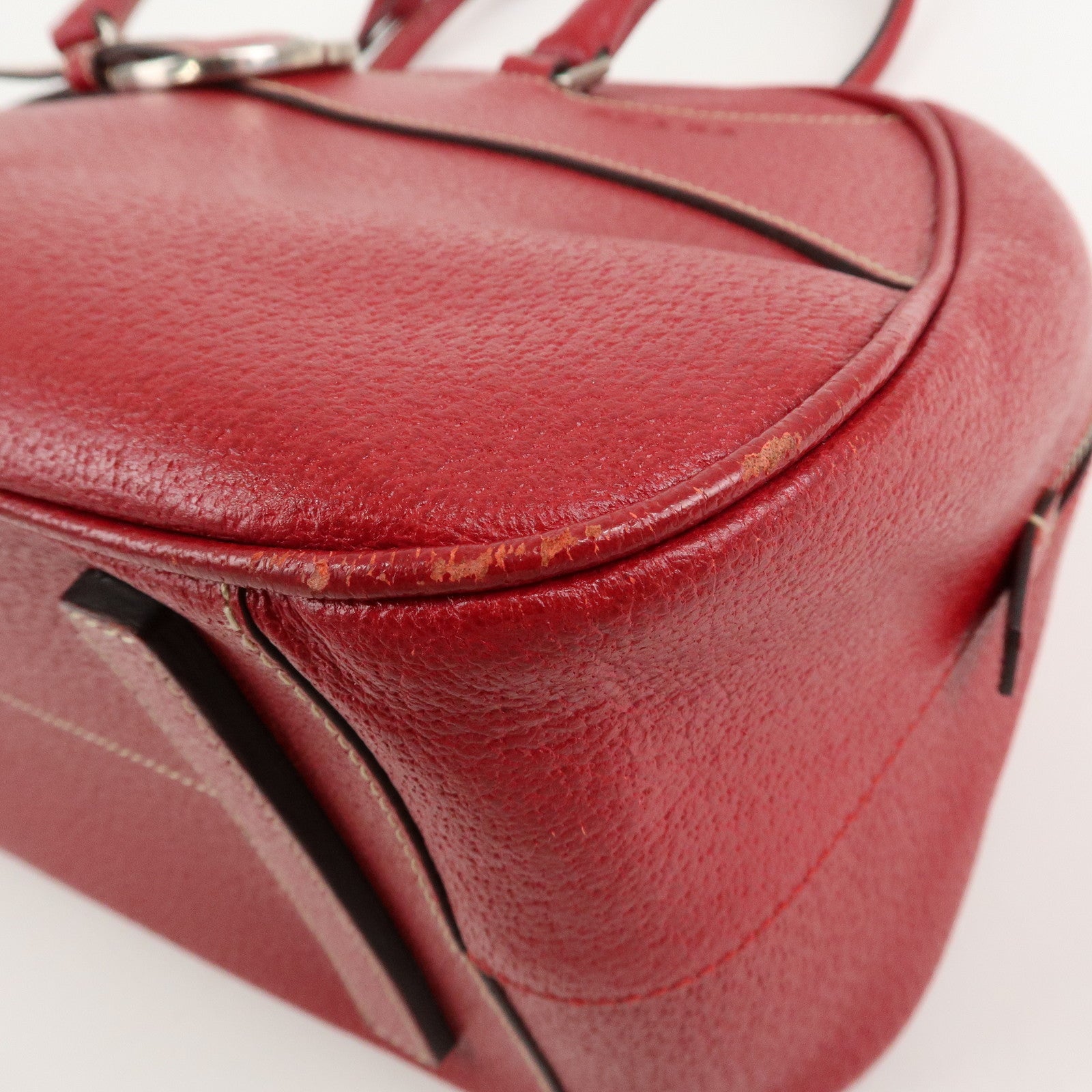 PRADA Leather Shoulder Bag Hand Bag Red B10748 F/S