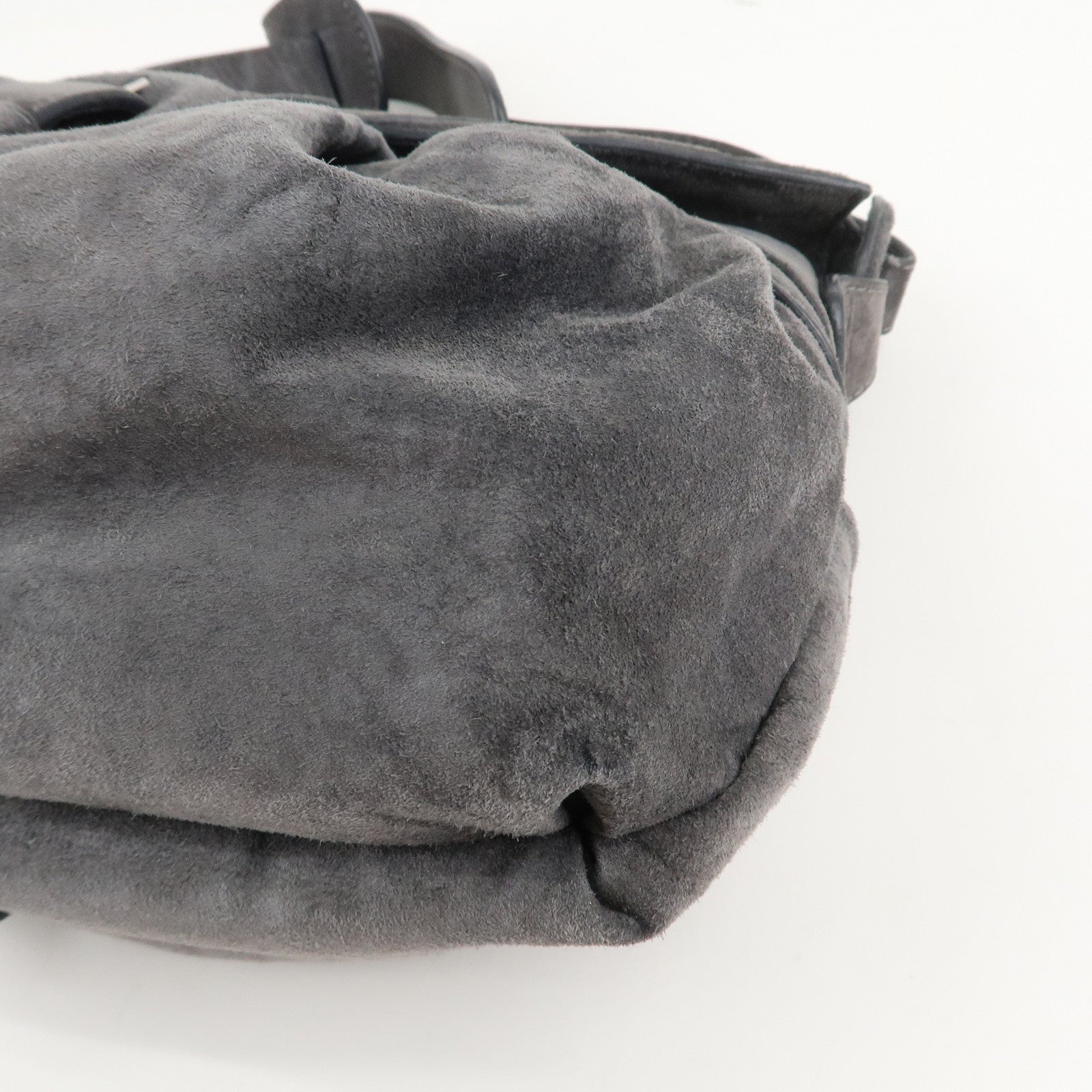 LOEWE Anagram Suede Leather Shoulder Bag Hand Bag Gray Used