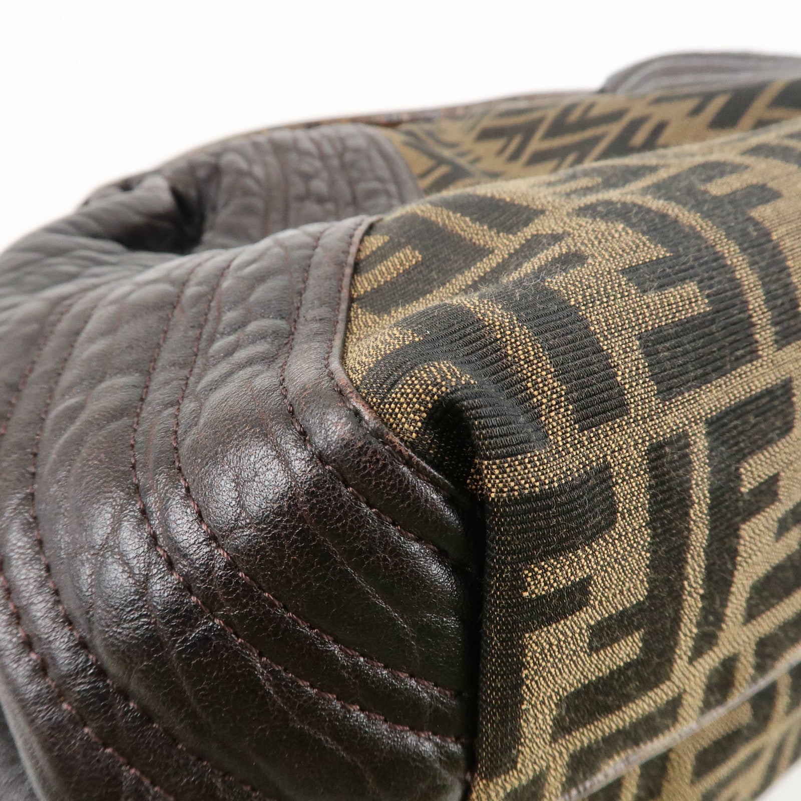 FENDI Zucca Canvas Leather Spy Bag Brown Black 8BR511 Used