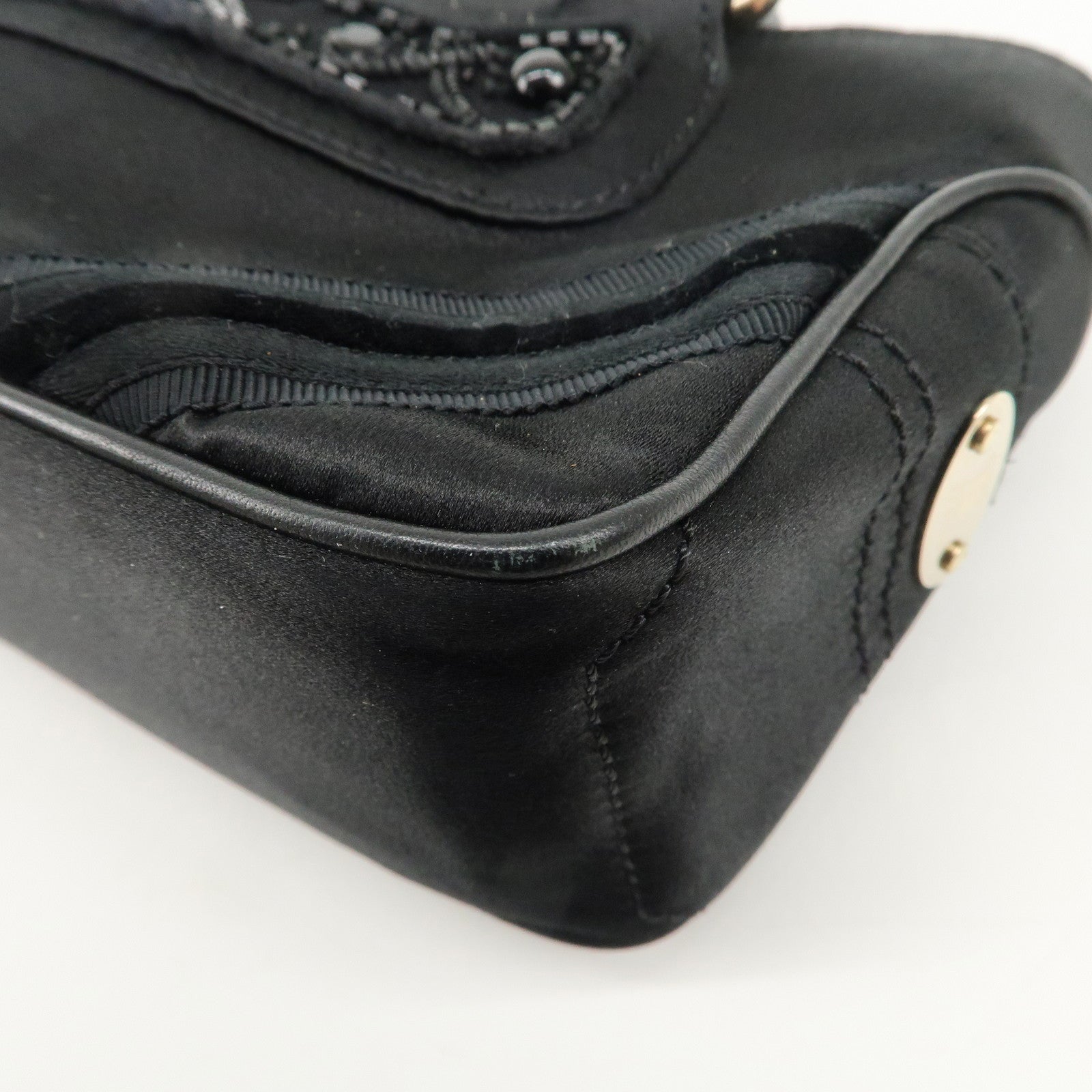 CELINE Macadam Satin Leather Mini Boogie Bag Beads Macadam Stamp Used