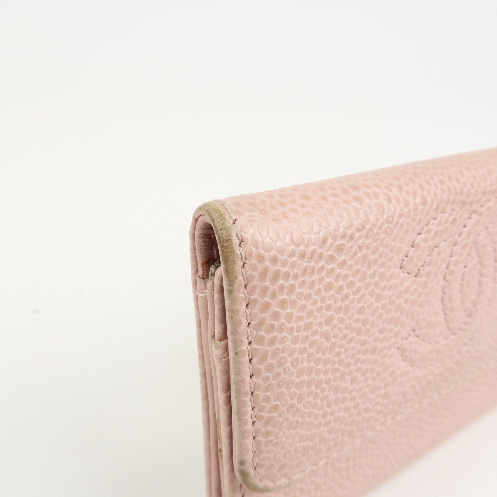 CHANEL COCO Mark Caviar Skin Card Case Card Holder Pink A50074 Used