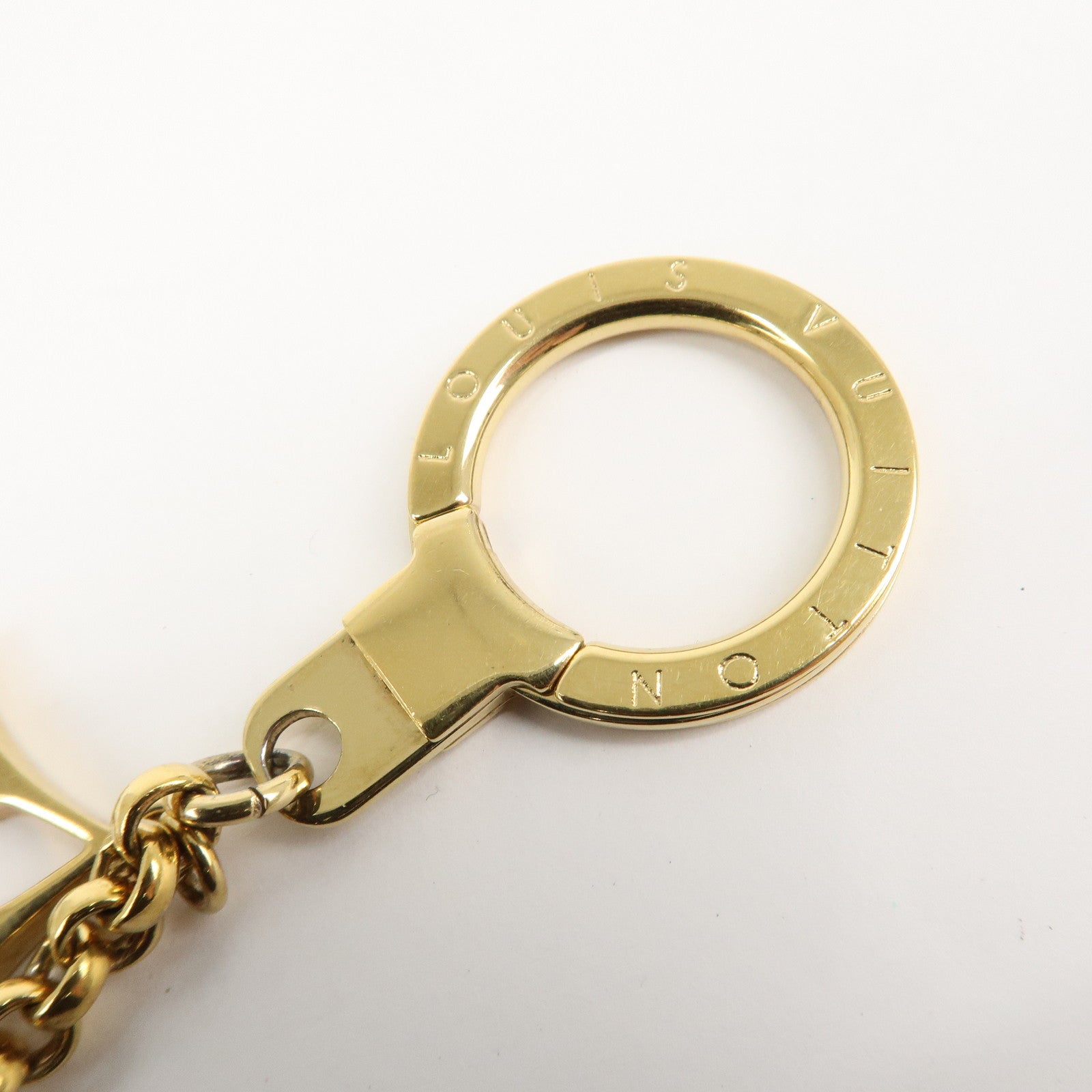 Louis Vuitton Fleur de Monogram Bag Charm Key Chain Gold M65111 Used