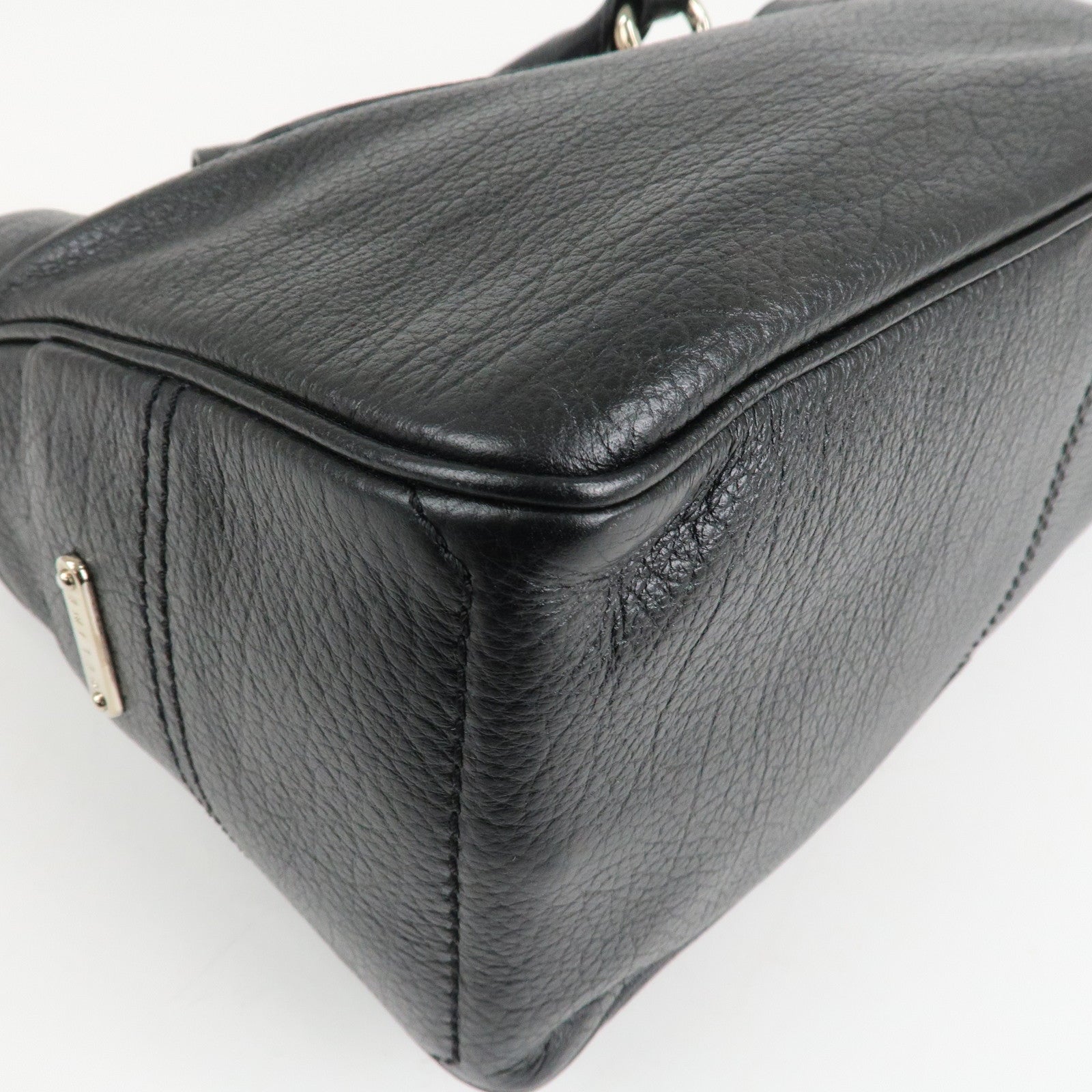 CELINE Macadam Engraved Leather Boogie Bag Hand Bag Black Used
