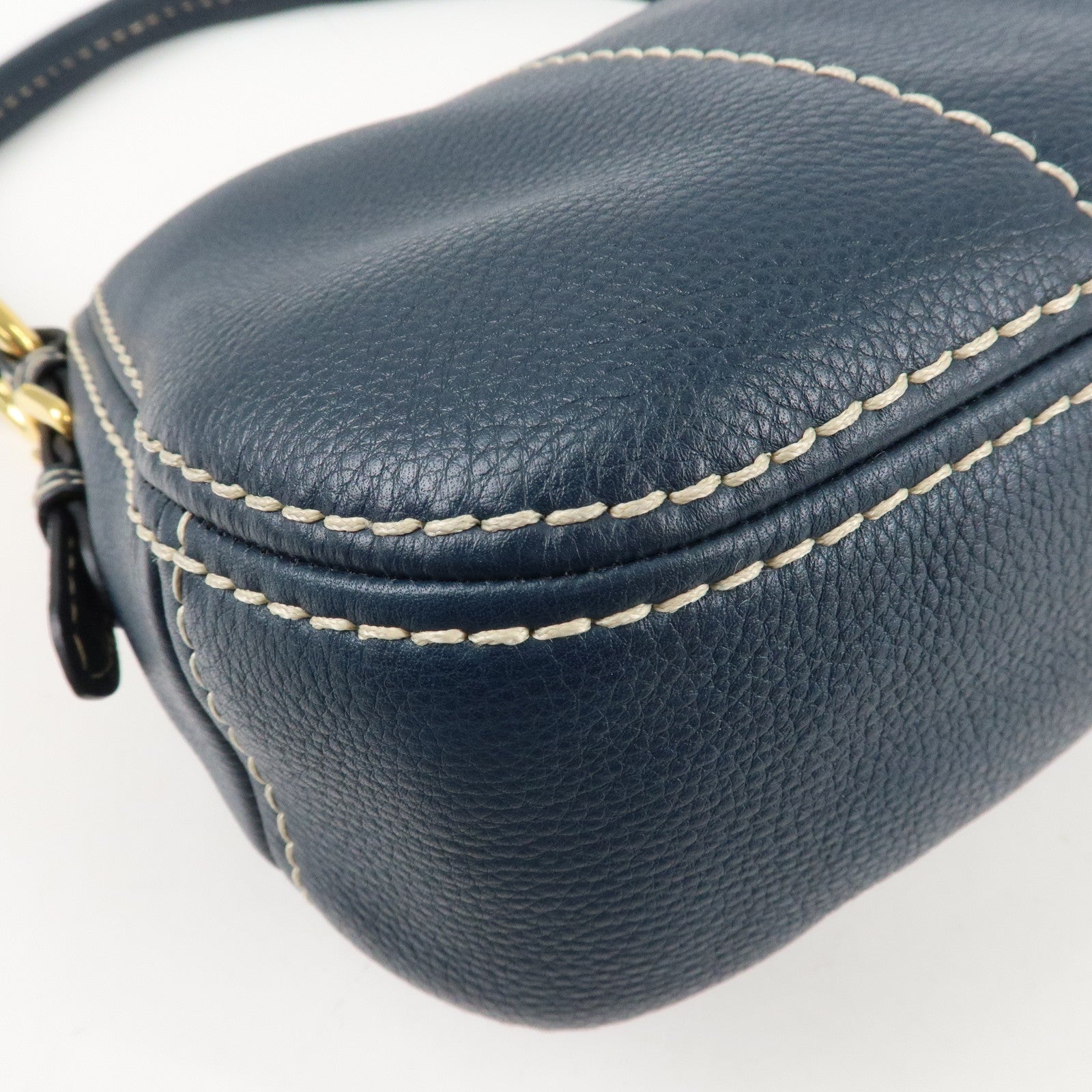 PRADA Soft Calf Leather Shoulder Bag Hand Bag Blue BR4690