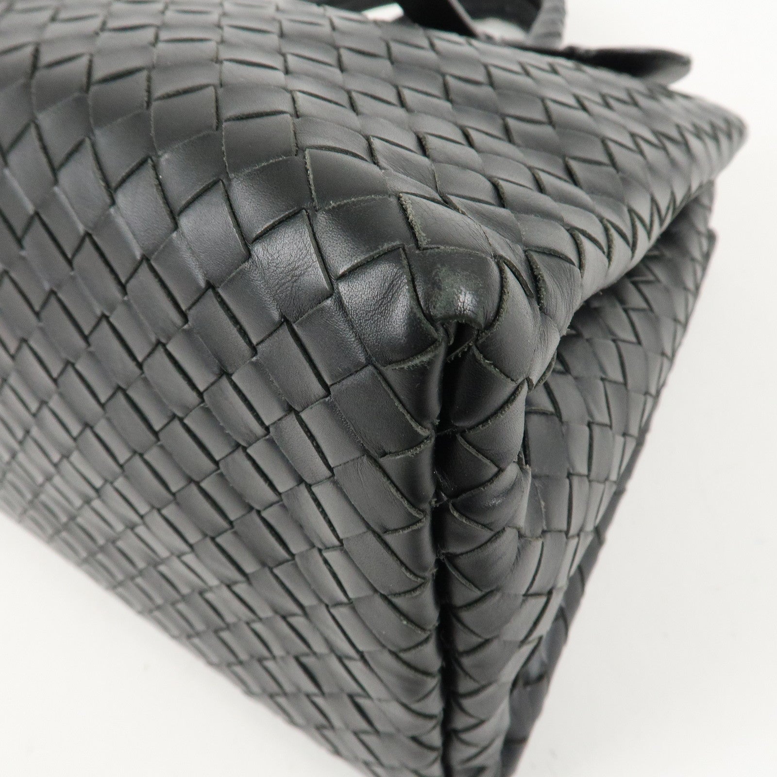 BOTTEGA VENETA Intrecciato Leather Tote Bag Hand Bag Black