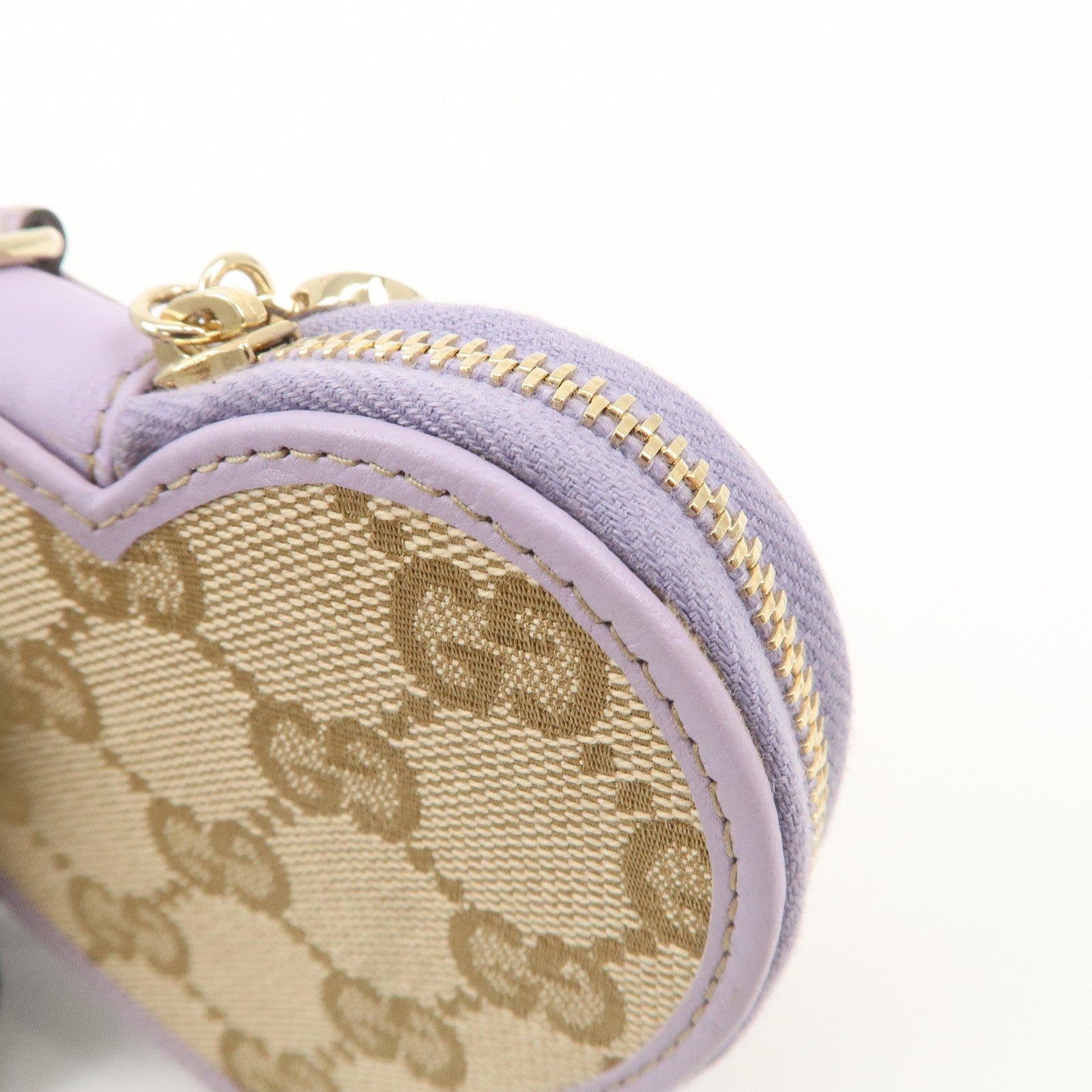 GUCCI GG Canvas Leather Heart Coin Purses Purple 152615