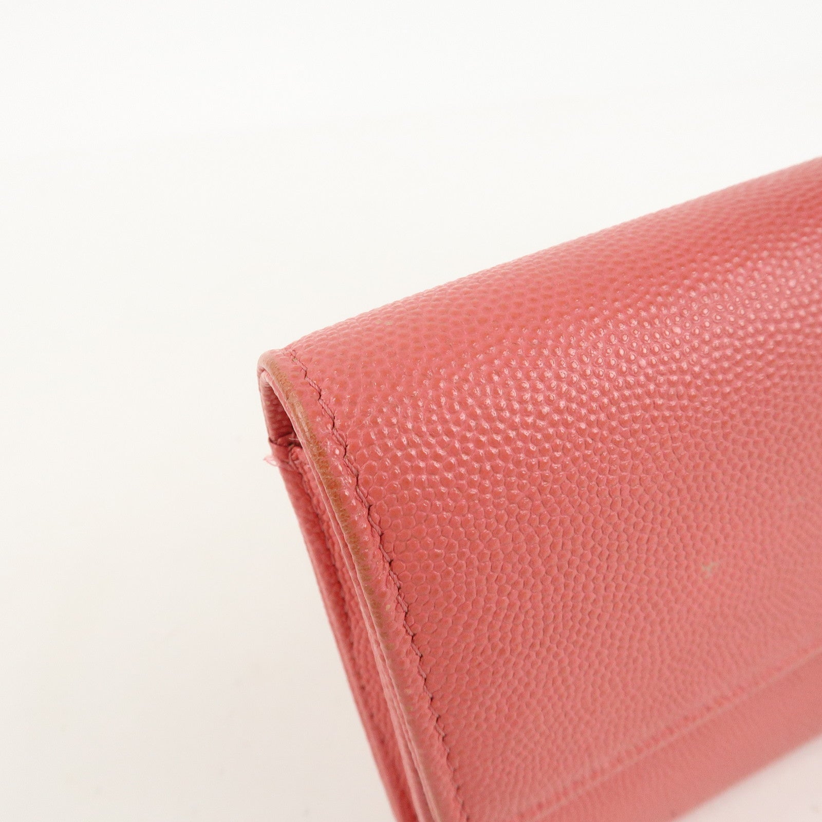 CHANEL Caviar Skin Coco Mark Bi-fold Long Wallet Pink