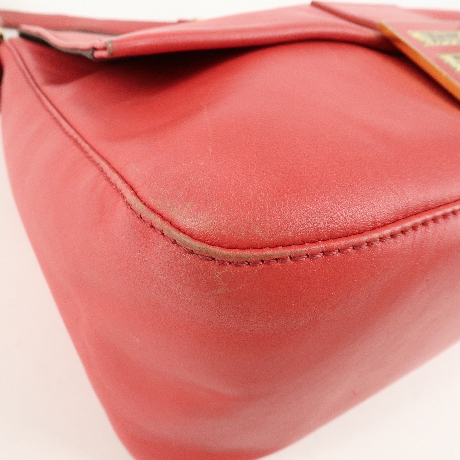 FENDI Big Mamma Baguette Leather Chain Shoulder Bag Pink 8BR638 Used
