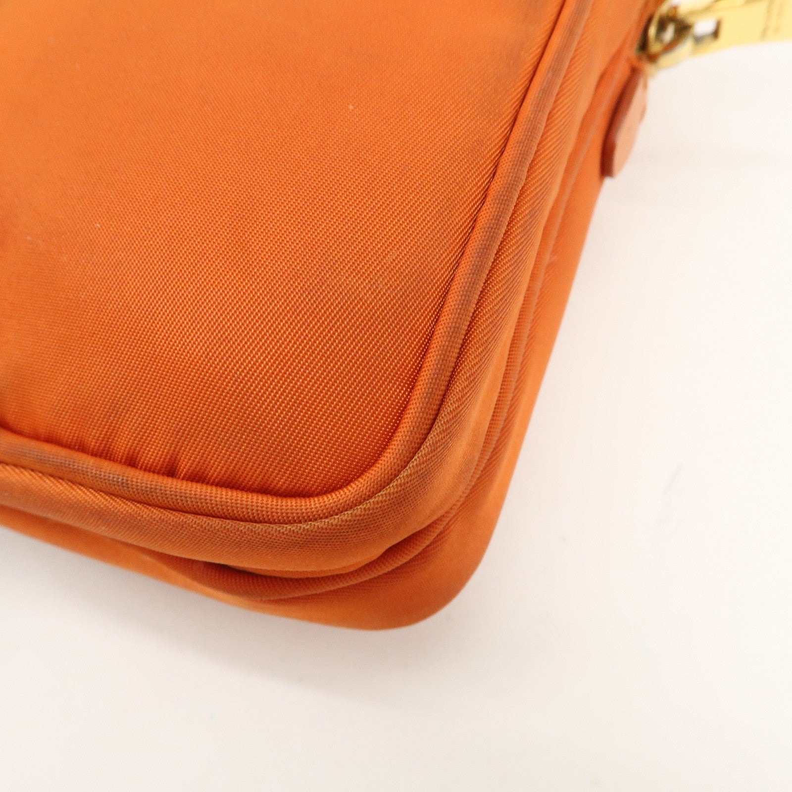 PRADA Nylon Leather Shoulder Bag Crossbody Bag Orange Used