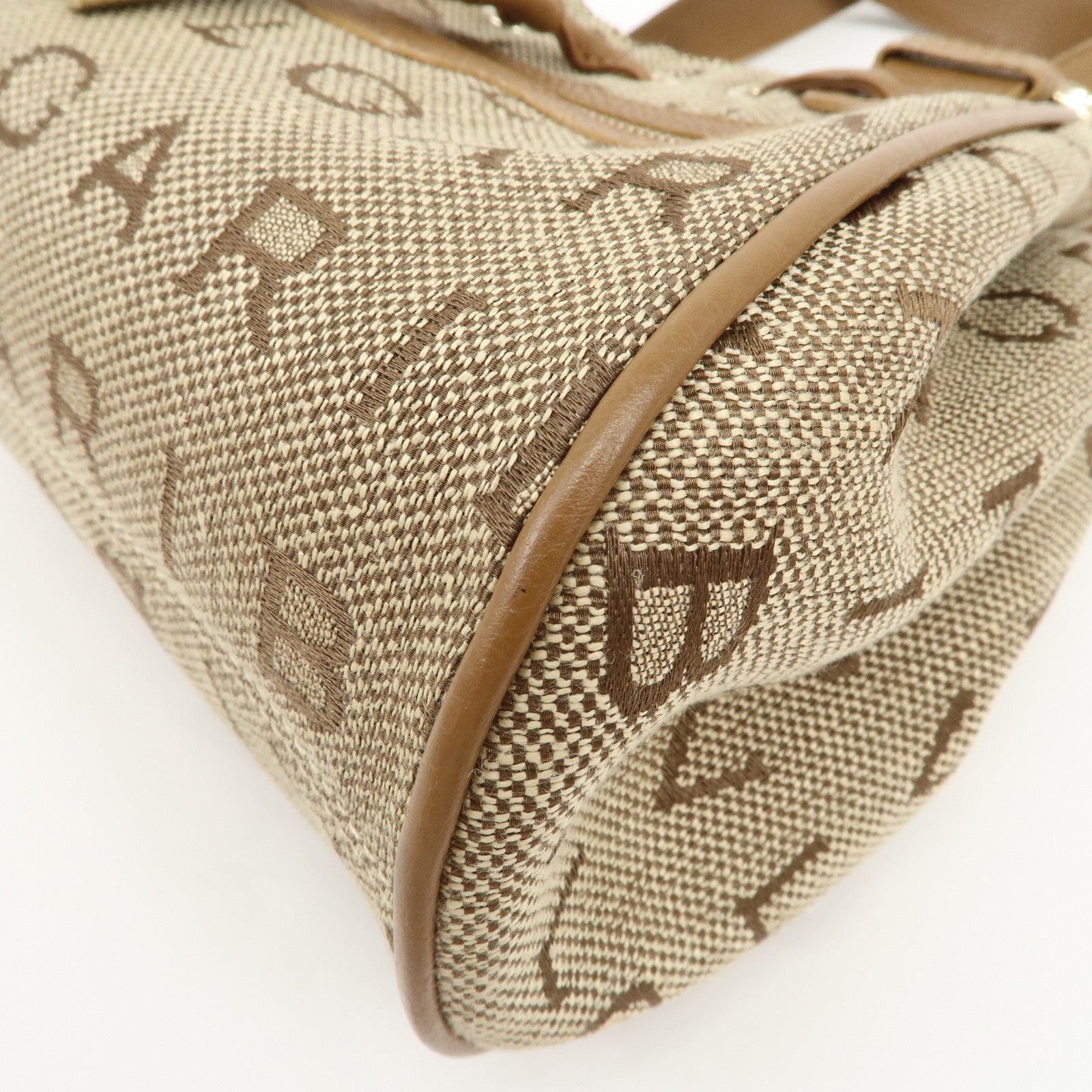 BVLGARI Logo Mania Canvas Lether Maxi Lettere Tote Bag Beige Brown