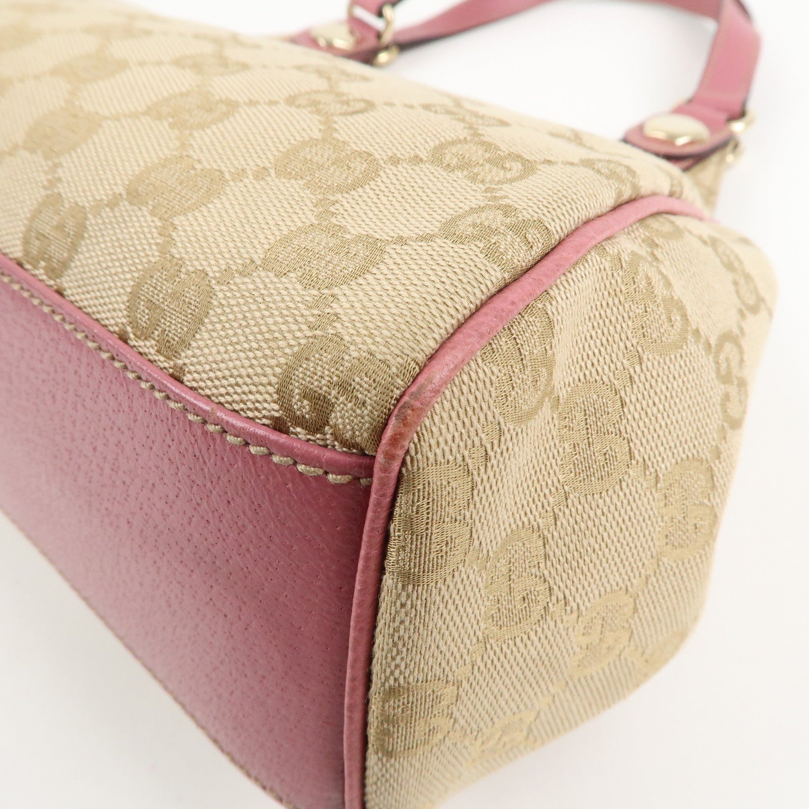 GUCCI GG Canvas Leather Shoulder Bag Hand Bag Pink 154982