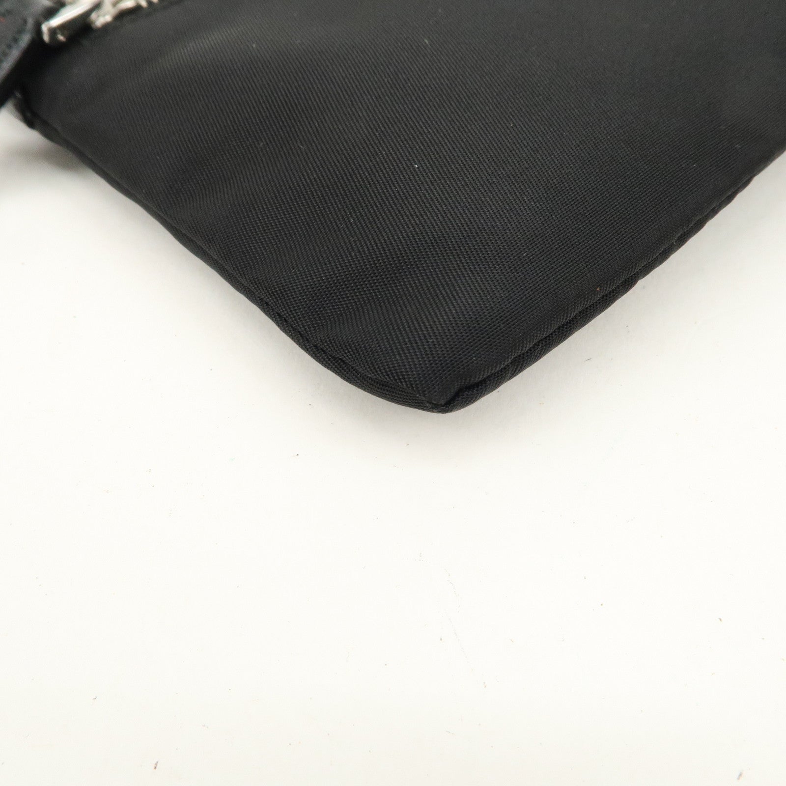 PRADA Nylon Leather Shoulder Bag Pouch Black 1M1187