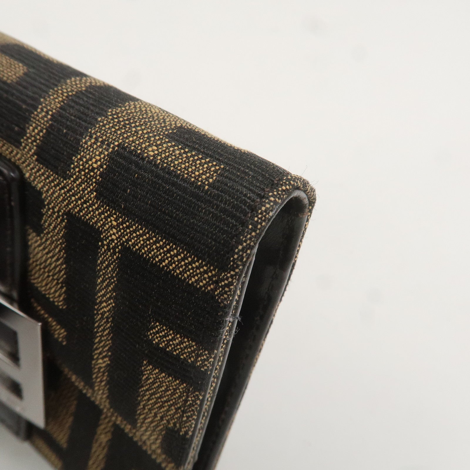 FENDI Zucca Print Canvas Leather Tri-fold Compact Wallet 8M0023