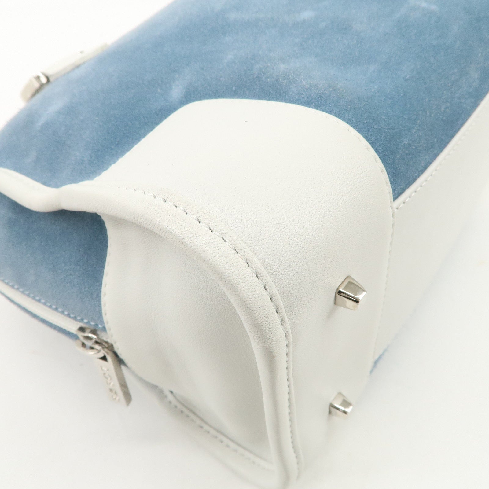 LOEWE Anagram Suede Leather Amazona 27 Hand Bag White Blue Used