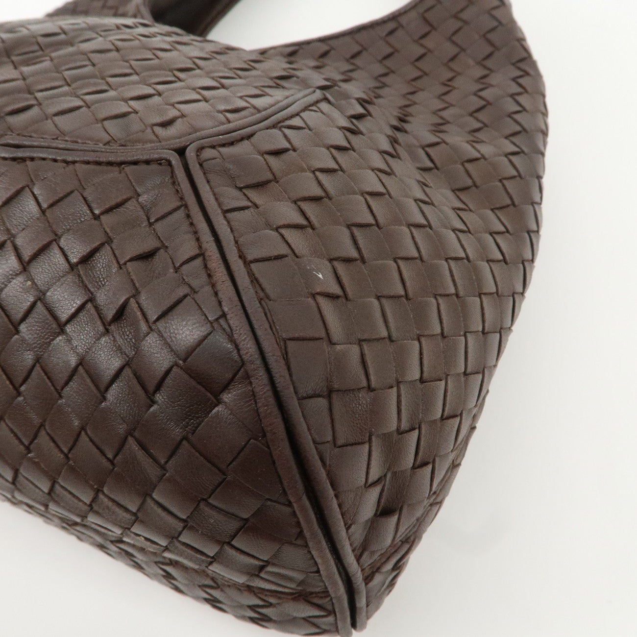 BOTTEGA VENETA Intrecciato Leather Shoulder Bag Dark Brown