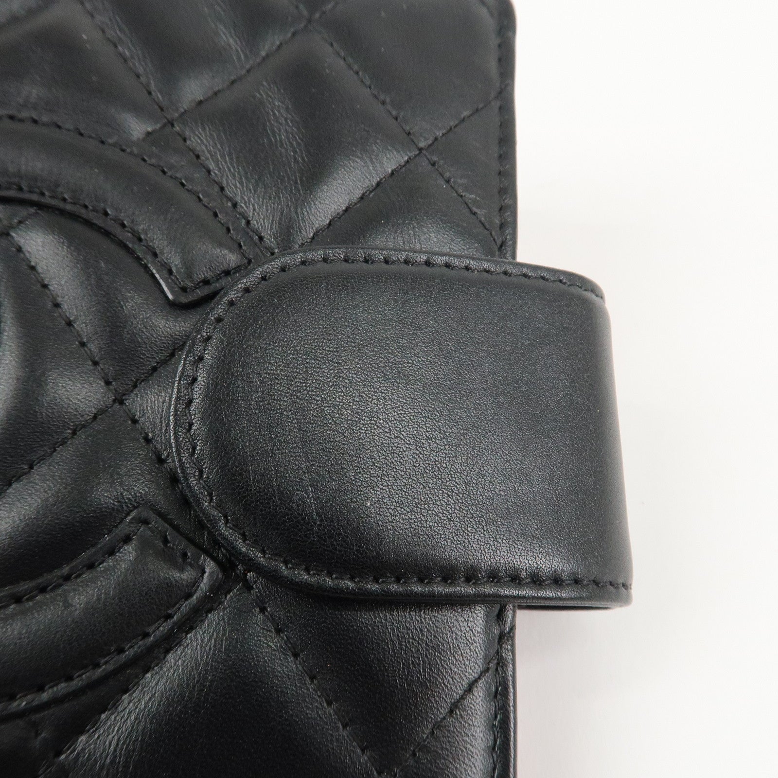 CHANEL Cambon Line Lamb Skin Planner Cover Black A13505 Used