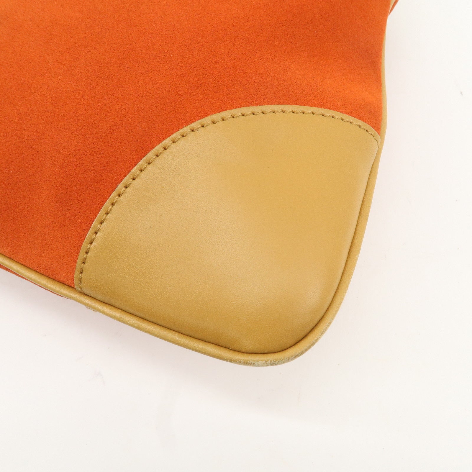 GUCCI Bamboo Suede Leather Shoulder Bag Orange 001.4060