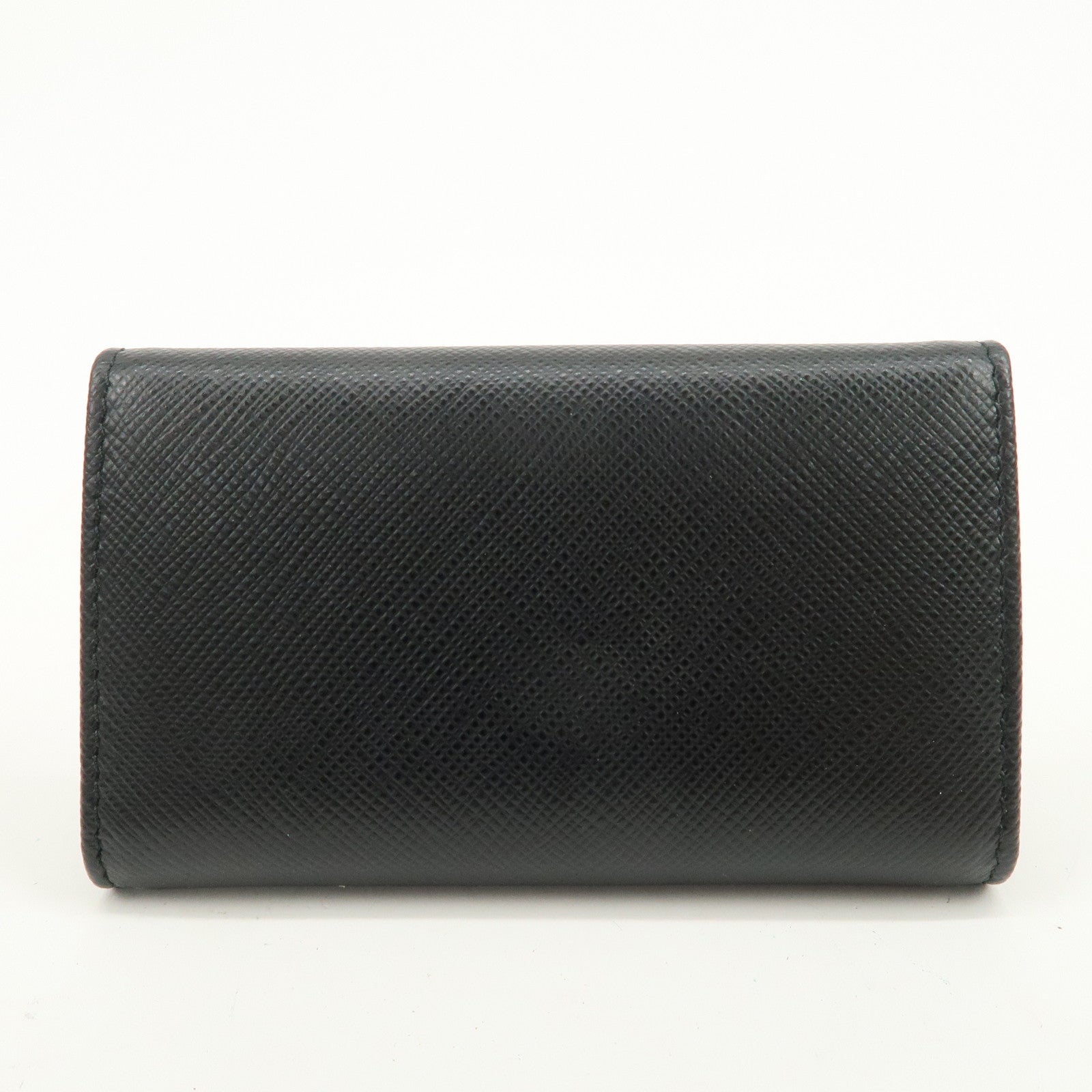 PRADA Triangle Logo Saffiano Leather 6 Rings Key Case Black 2PG222