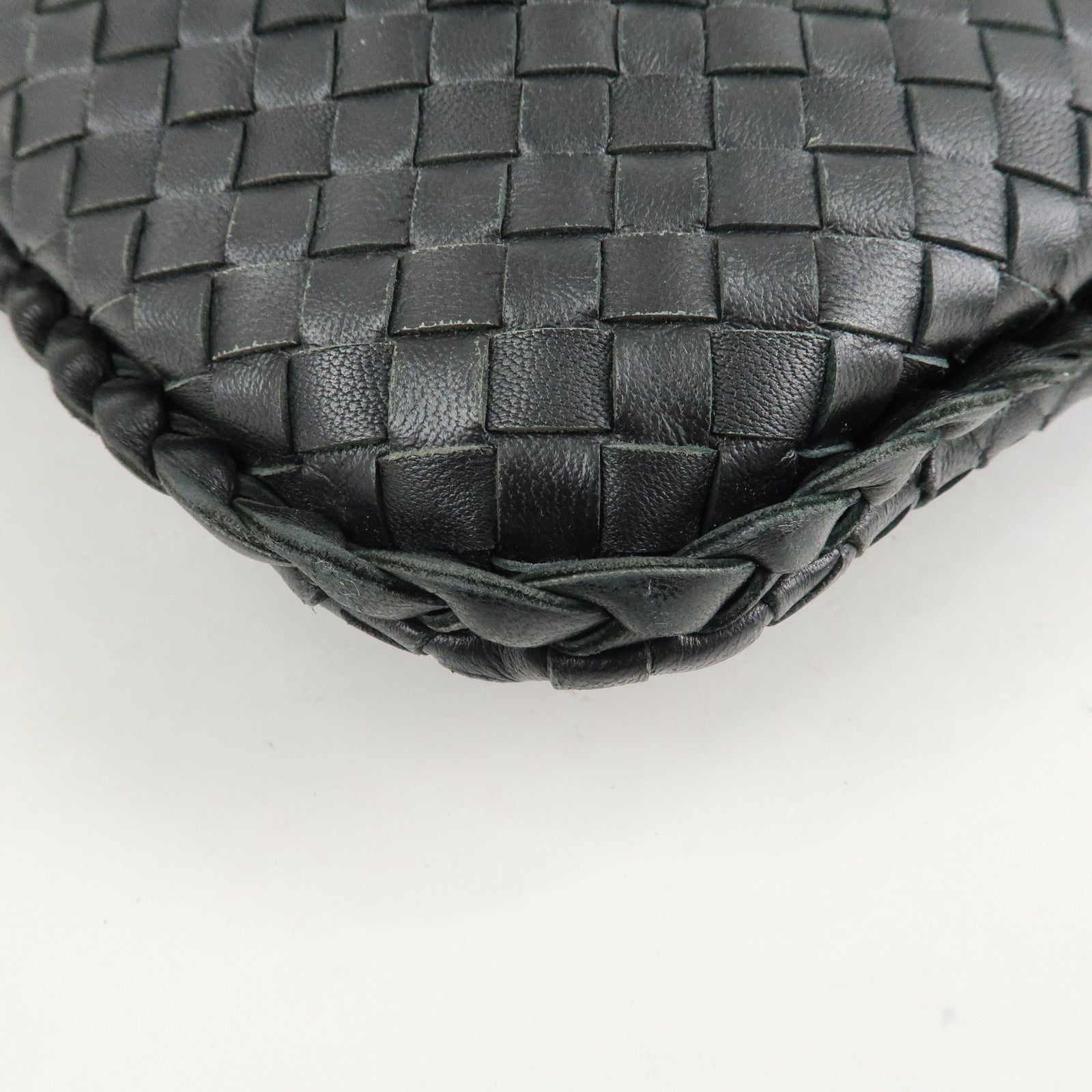 BOTTEGA VENETA Hobo Intrecciato Leather Shoulder Bag Black 115654