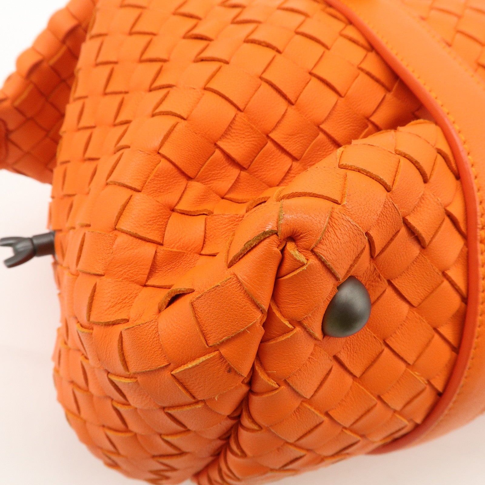 BOTTEGA VENETA Intrecciato Leather Boston Bag Hand Bag Orange