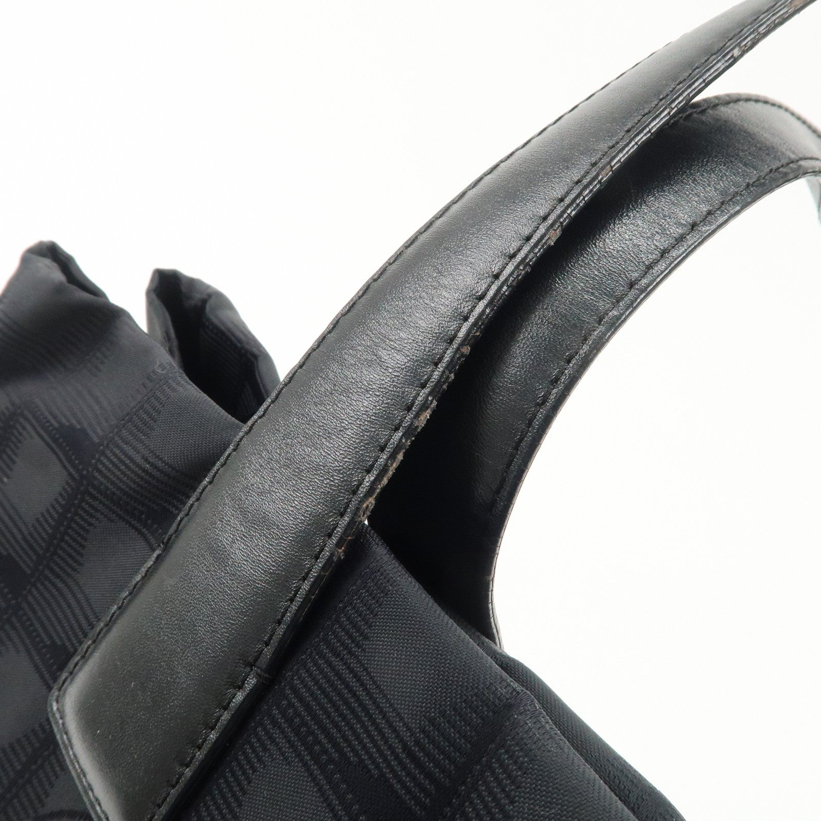 CHANEL New Travel Line Nylon Jacquard Leather Tote Bag A15991 Used