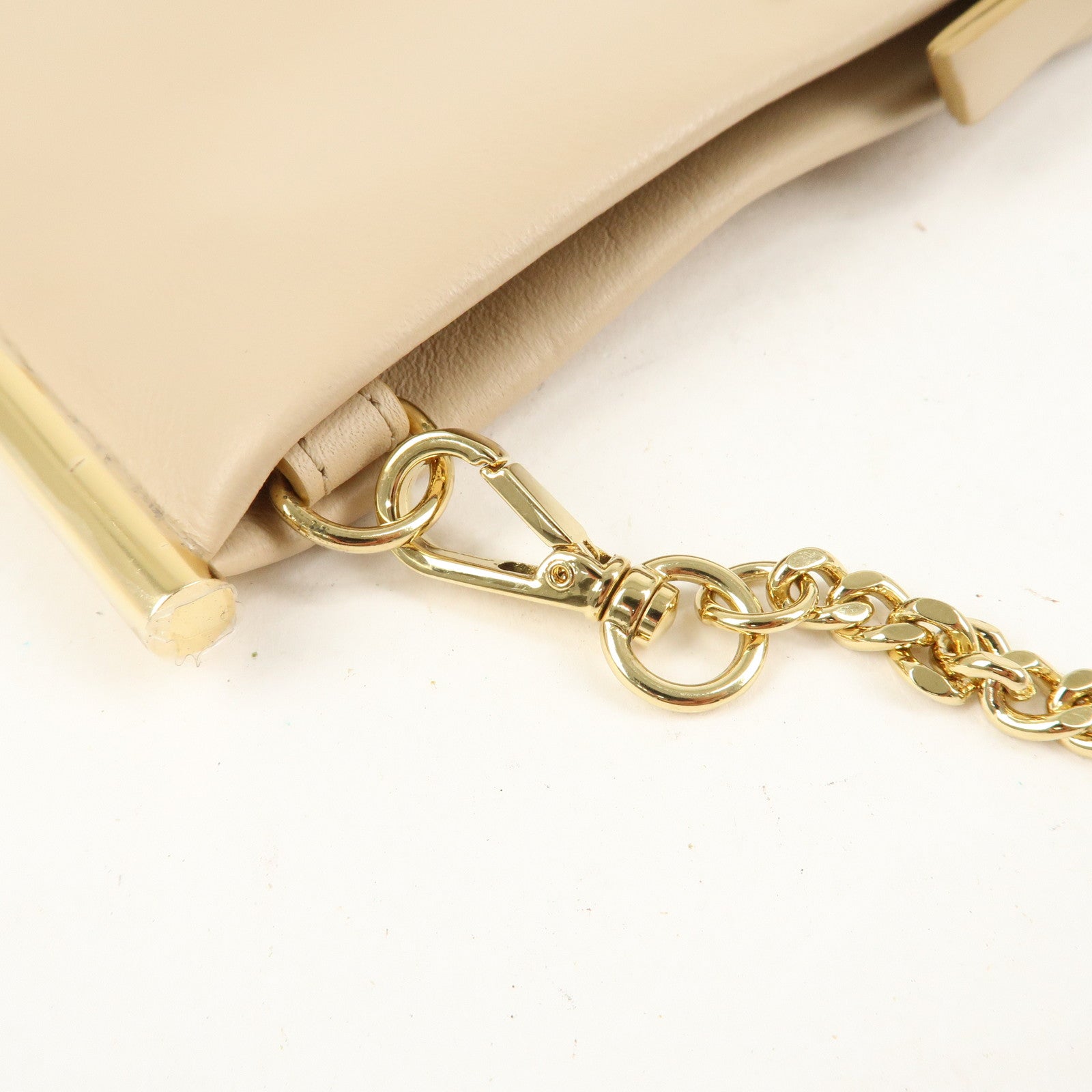 Chloe Leather Chain Shoulder Bag  Mini Bag Gold HDW Beige Used
