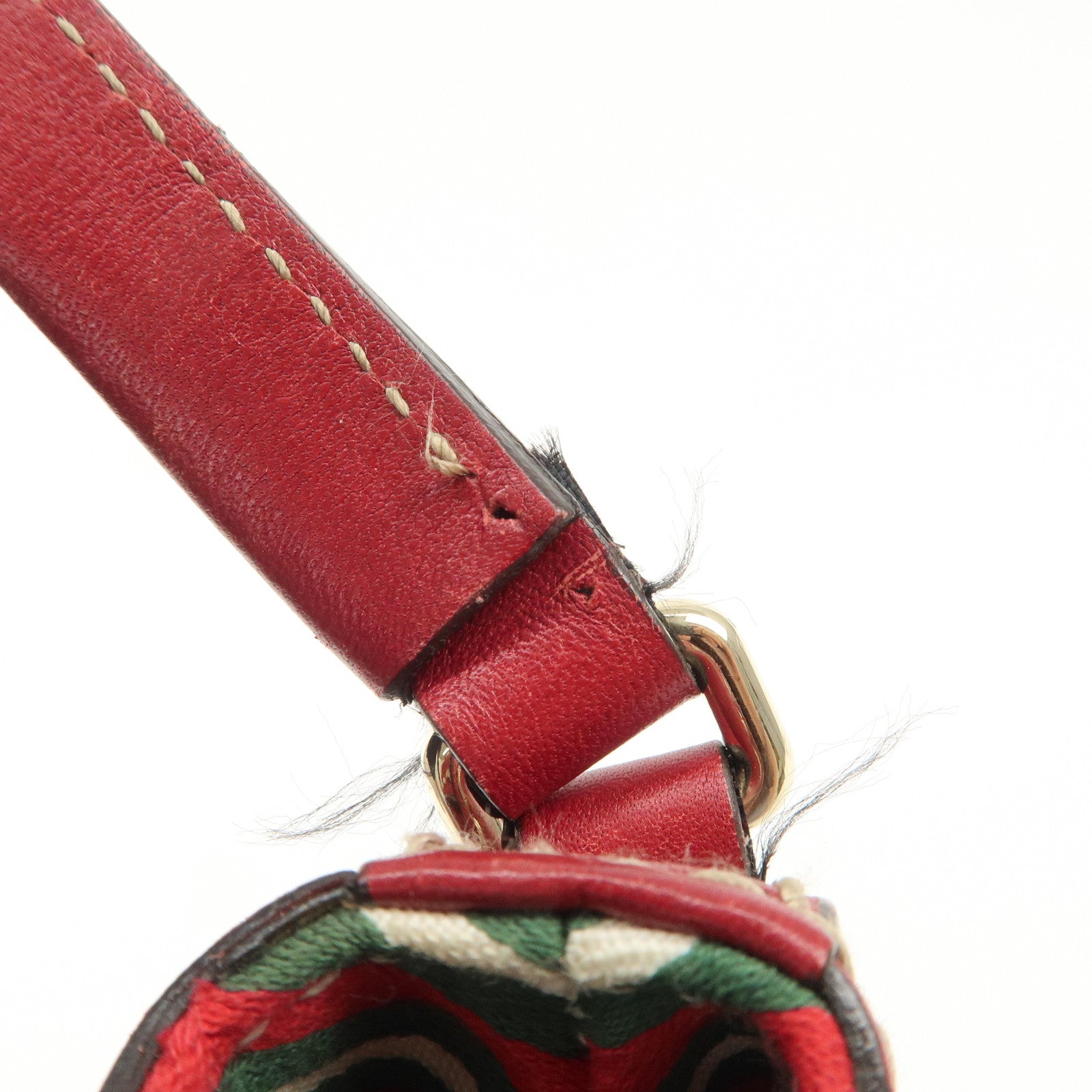 GUCCI New Brit Leather Shoulder Bag Red 182491 Used