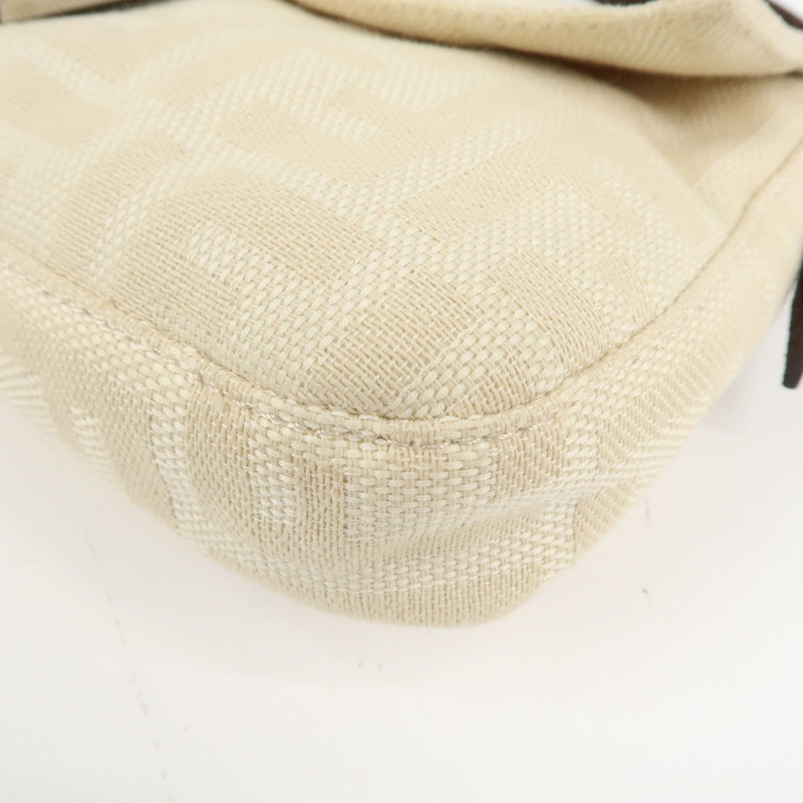 FENDI Mamma Baguette Zucca Canvas Shoulder Bag Beige White 26424 Used